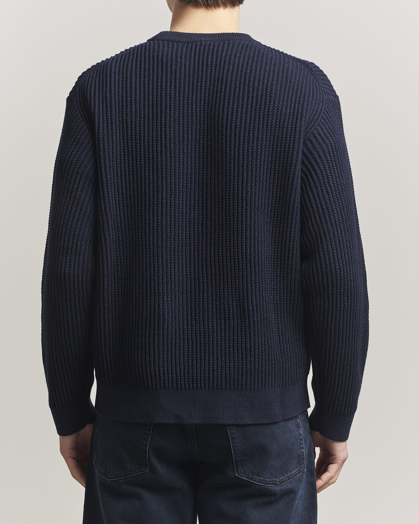 Maison Kitsuné Tonal Fox Head Rib Knitted Sweater Navy at