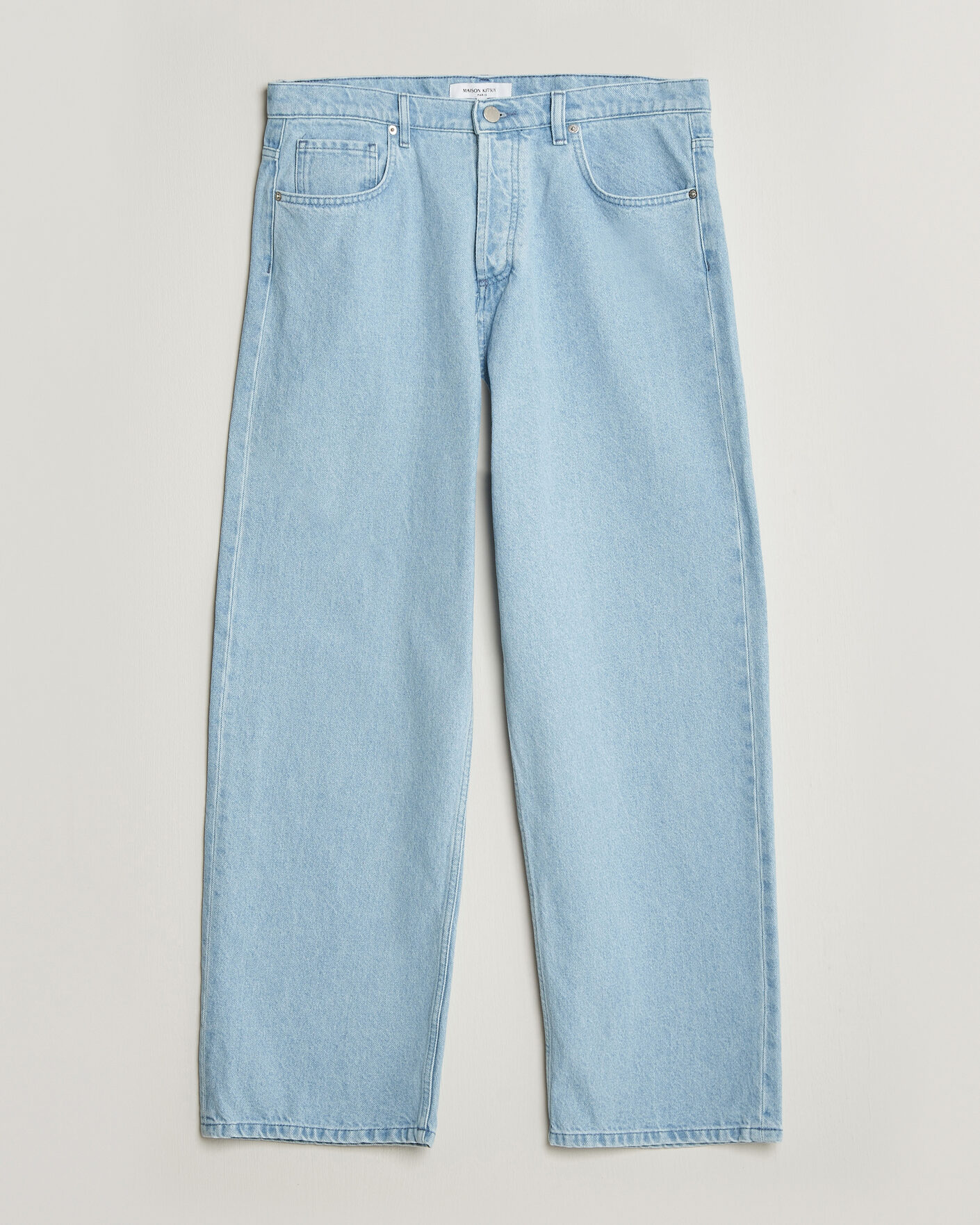 Men | Trousers | Maison Kitsuné | Wide Fit Jeans Light Washed Indigo
