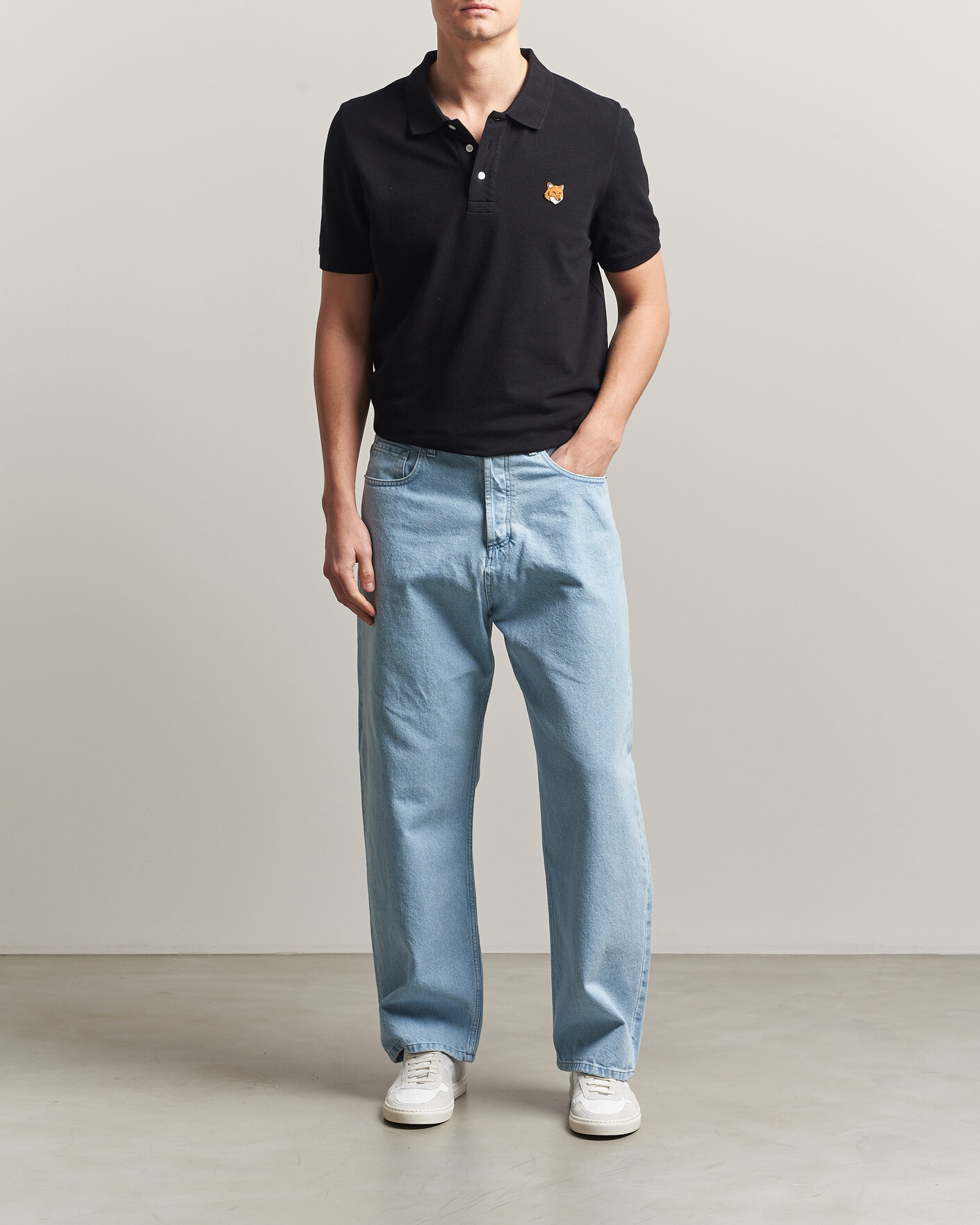 Men | Jeans | Maison Kitsuné | Wide Fit Jeans Light Washed Indigo