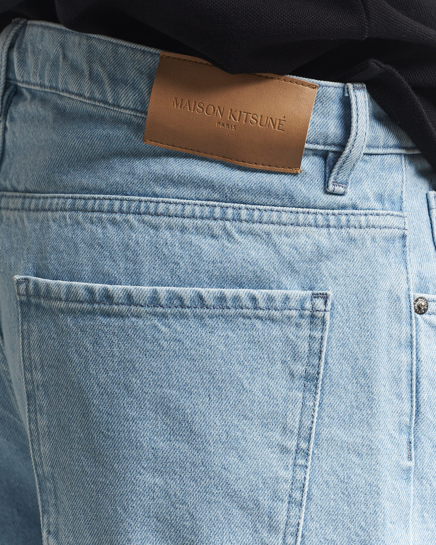 Men | Trousers | Maison Kitsuné | Wide Fit Jeans Light Washed Indigo