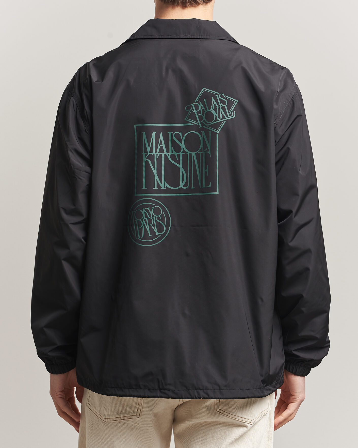 Maison Kitsuné Tonal Fox Head Coach Jacket Black at CareOfCarl.com