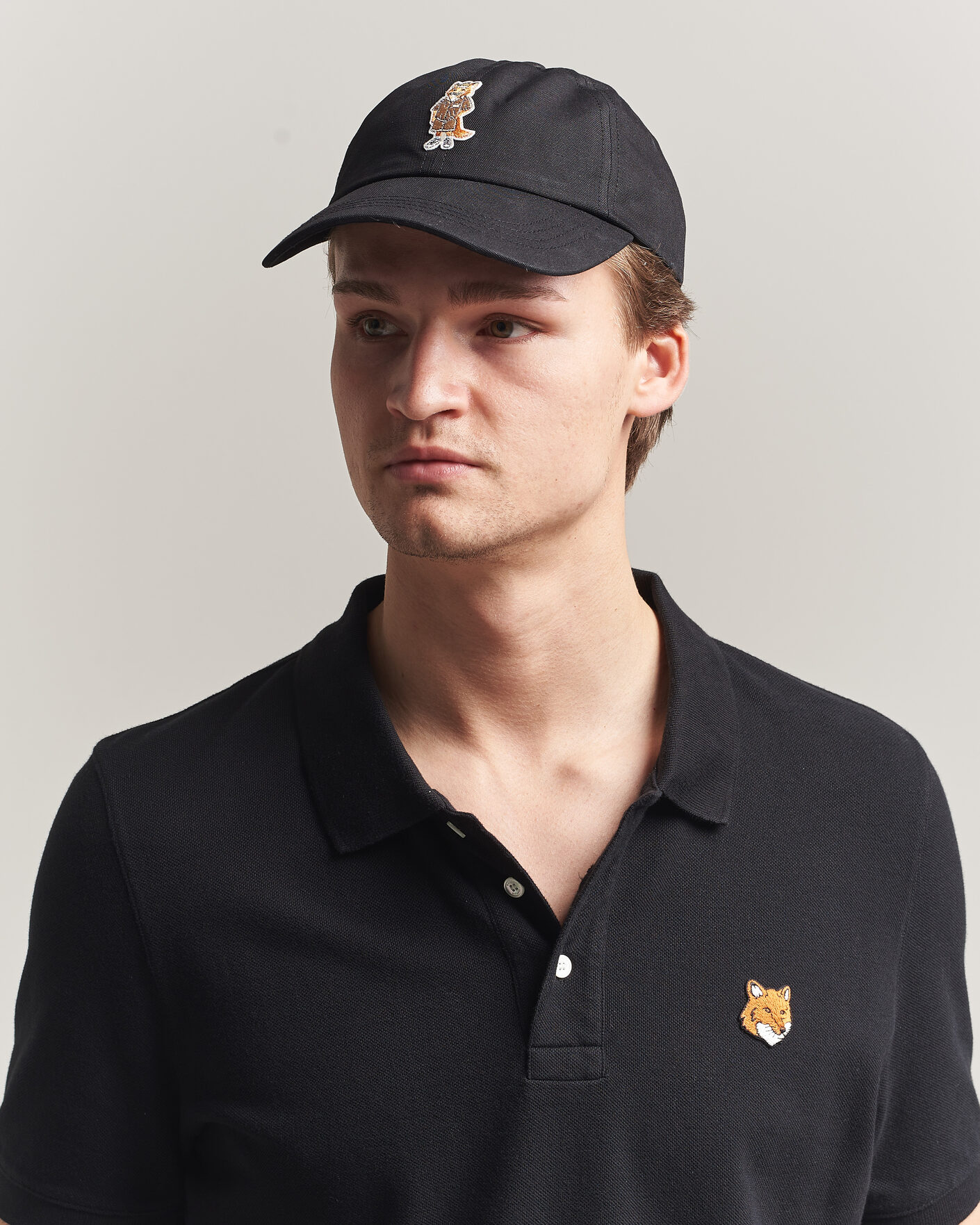 Maison Kitsuné Dressed Fox Cap Black at CareOfCarl.com
