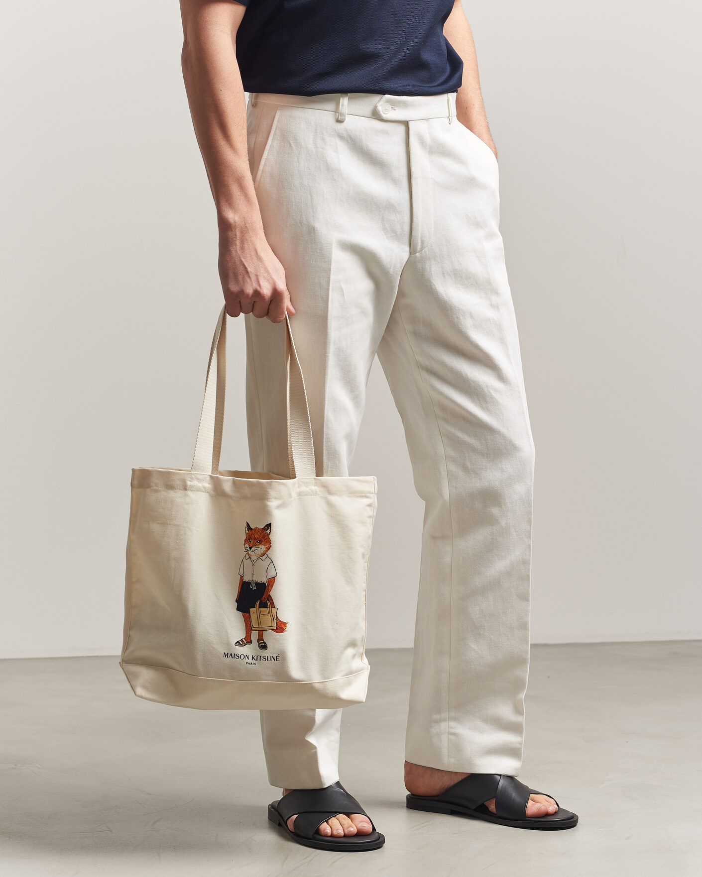 Men | Bags | Maison Kitsuné | Dressed Fox Totebag Ecru