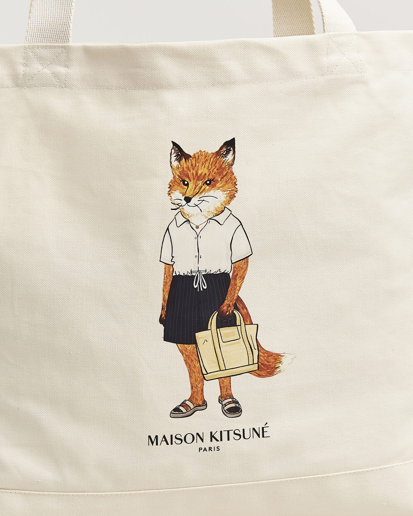 Maison Kitsuné Dressed Fox Totebag Ecru at CareOfCarl.com