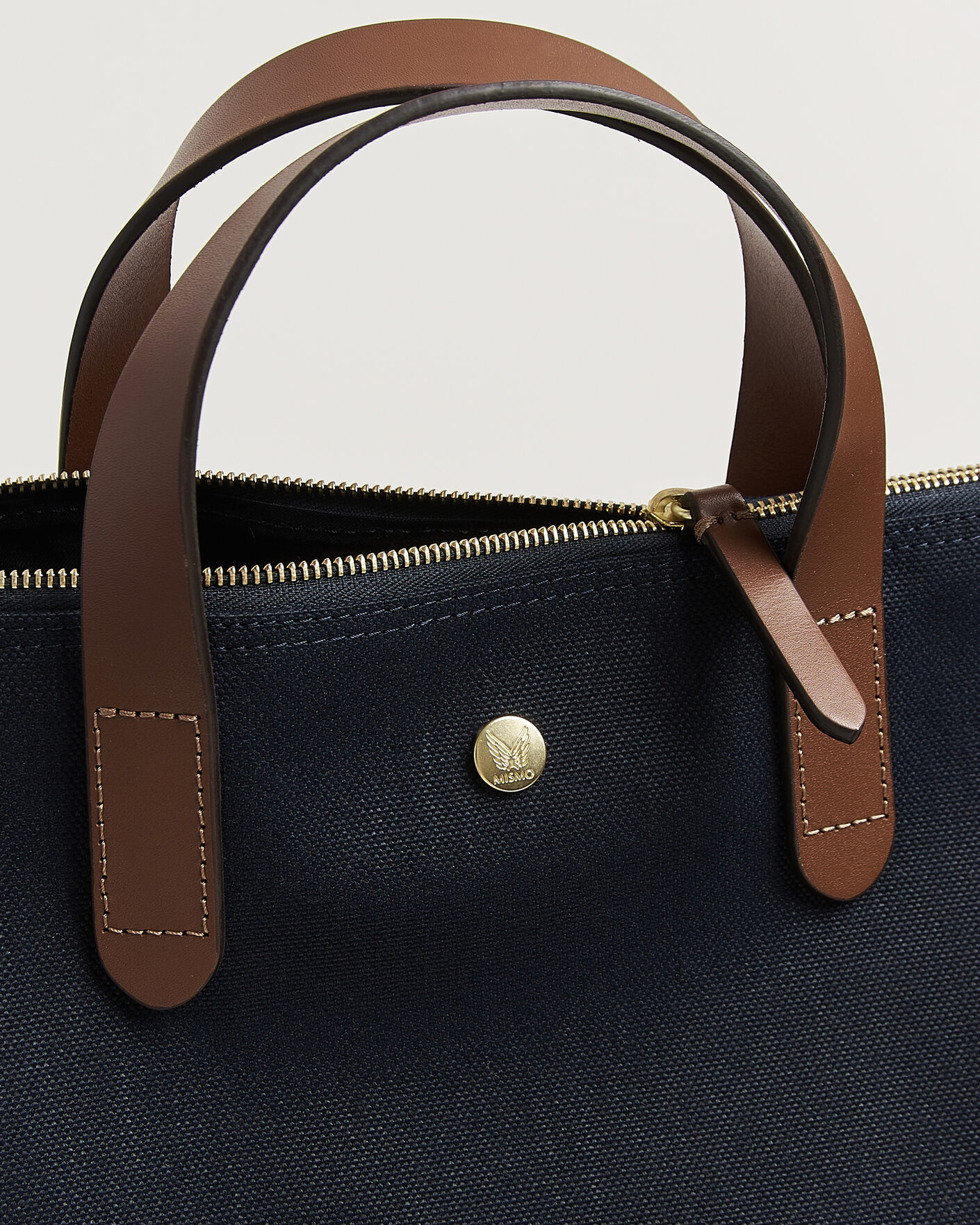 Men | Bags | Mismo | M/S Canvas Shopper Deep Sea Blue/Cuoio