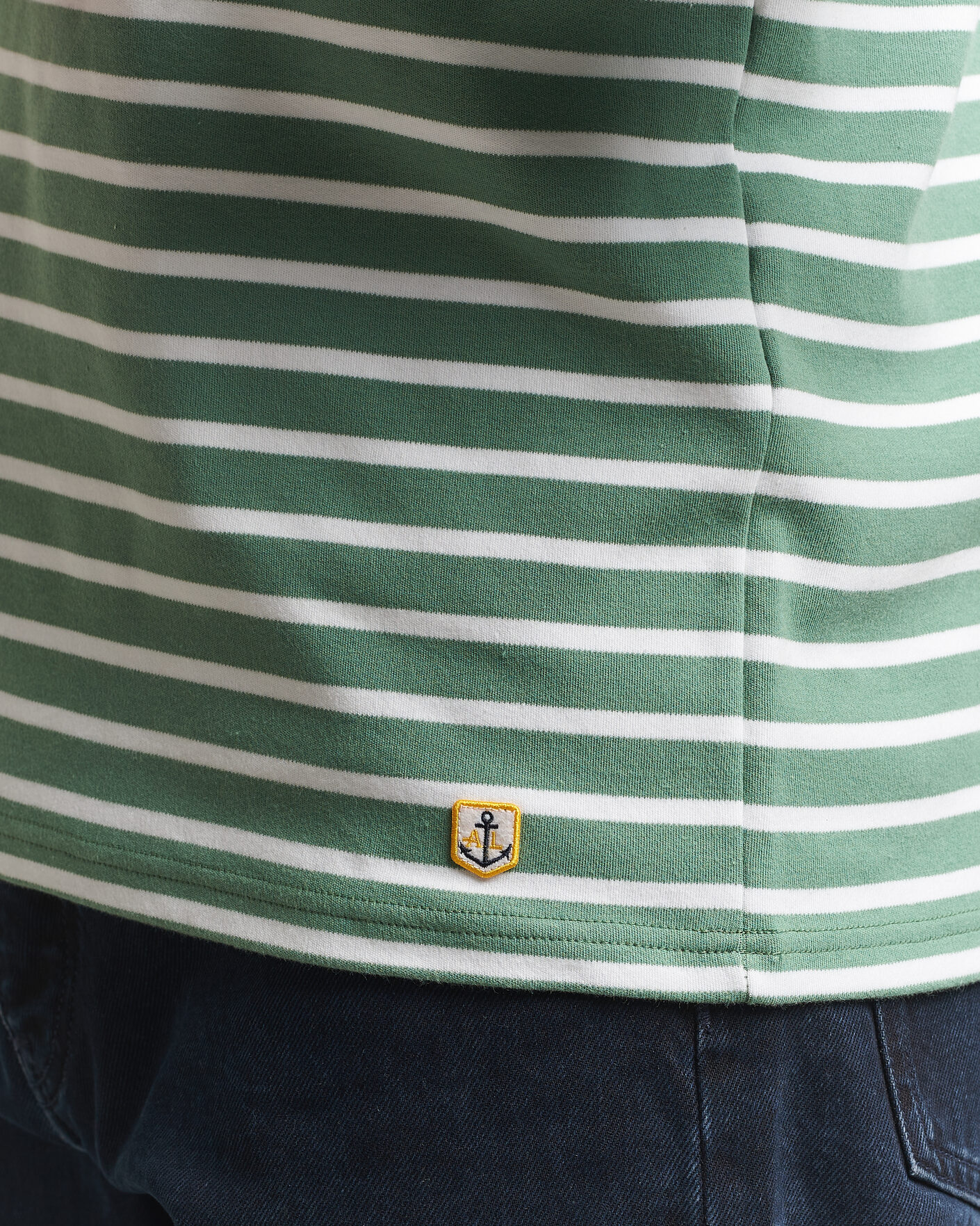 Men | T-Shirts | Armor-lux | Houat Héritage Stripe Long Sleeve T-Shirt Ivy/Blanc