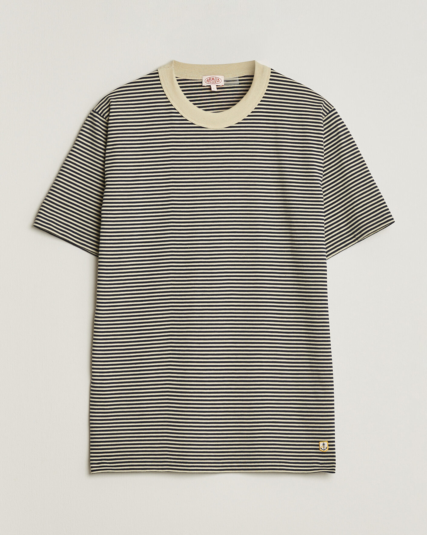 Men | T-Shirts | Armor-lux | Callac Héritage Stripe T-Shirt Gravel/Marine Deep