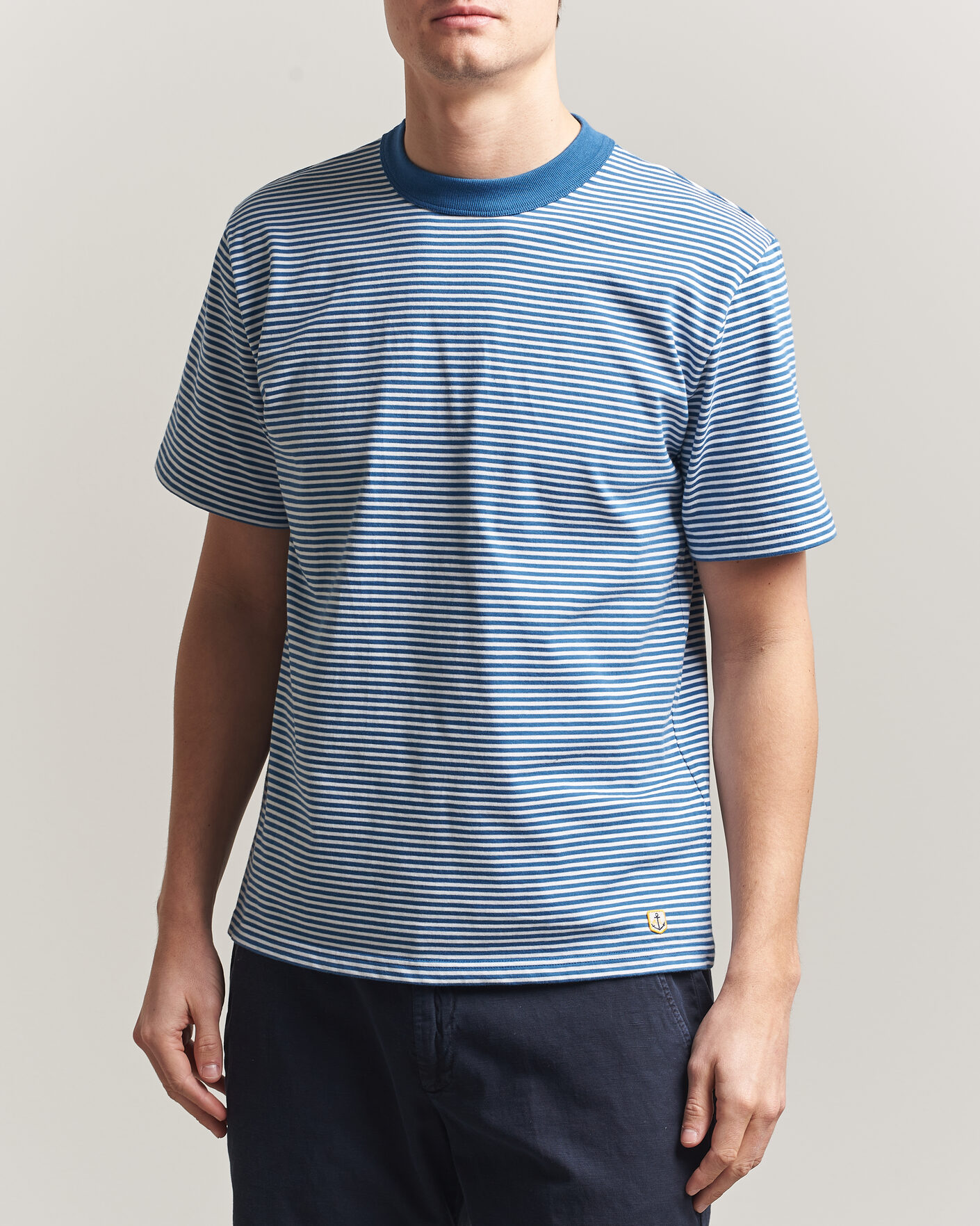 Men | T-Shirts | Armor-lux | Callac Héritage Stripe T-Shirt Dark Blue/Blanc
