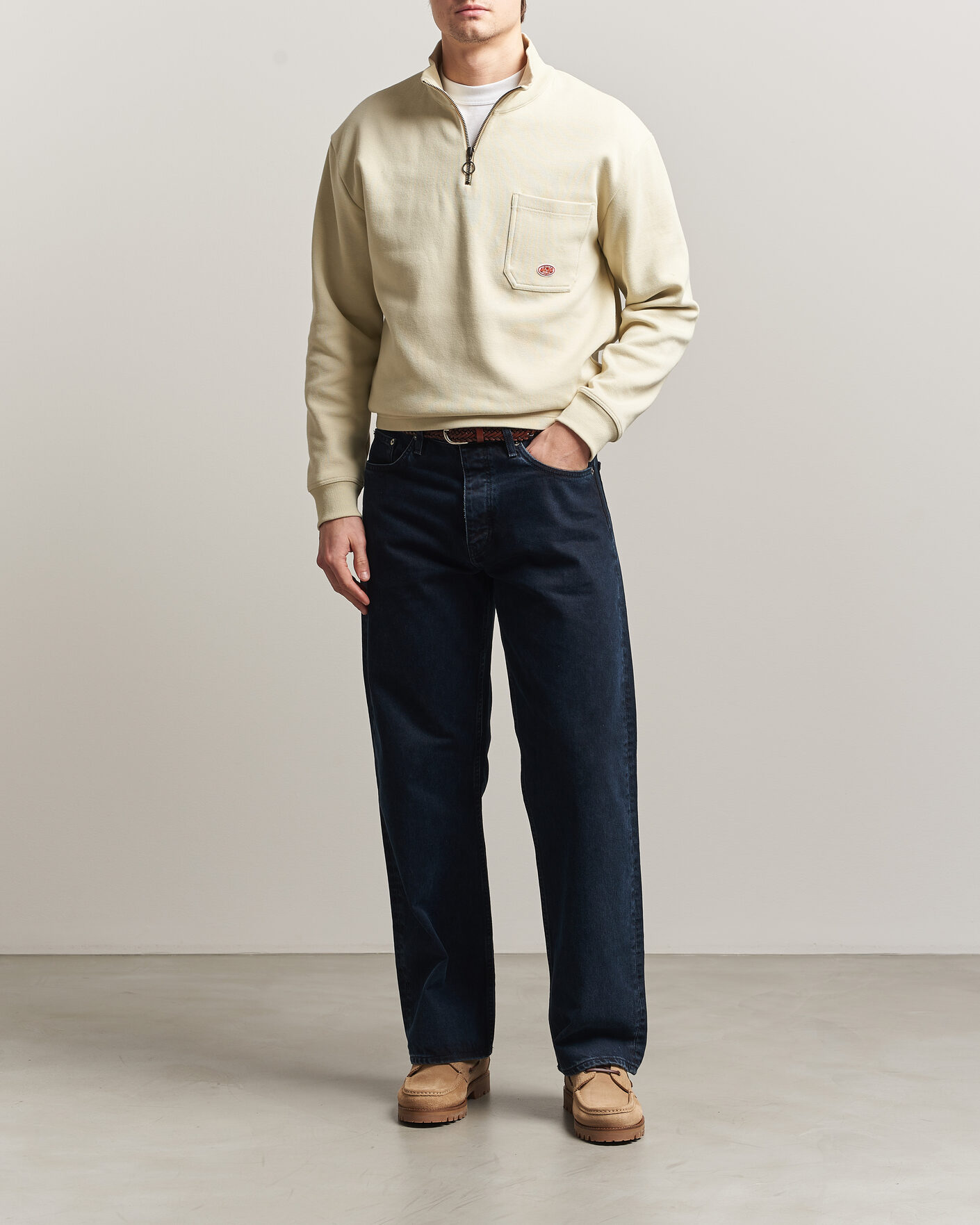Men | Sweaters & Knitwear | Armor-lux | Camionneur Cotton Half Zip Sweater Gravel