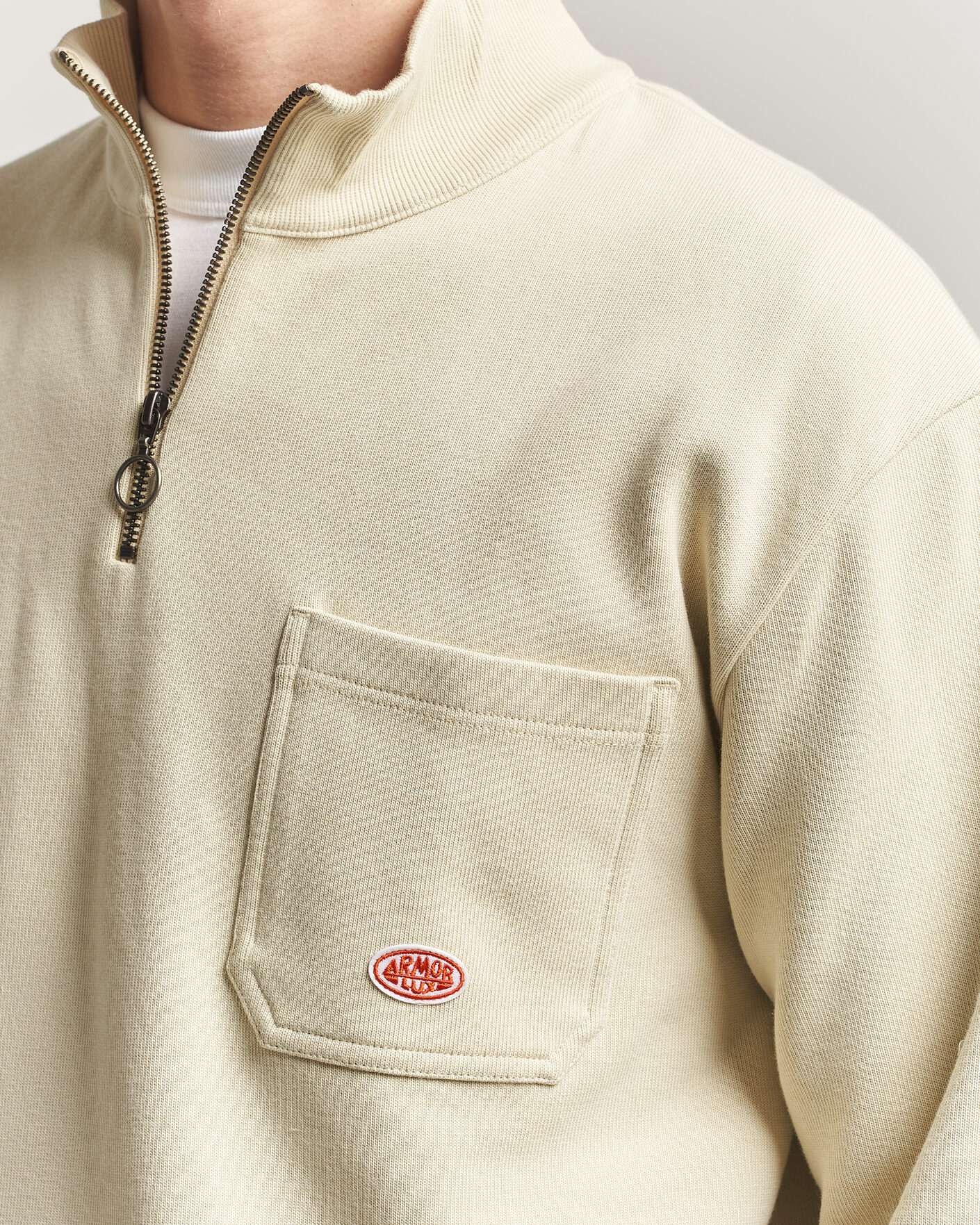 Men | Sweaters & Knitwear | Armor-lux | Camionneur Cotton Half Zip Sweater Gravel