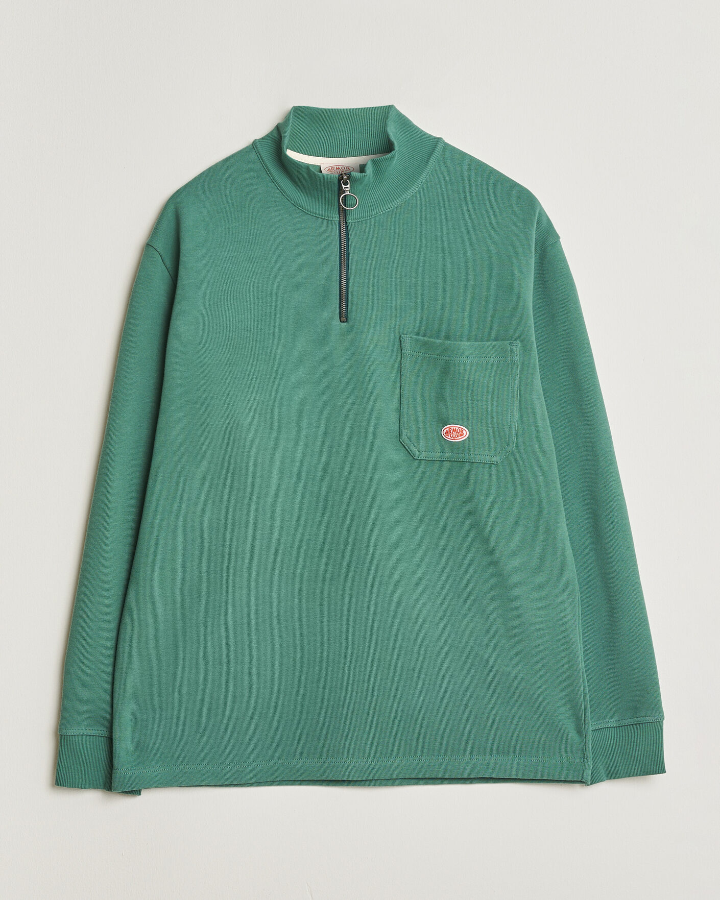Men | Sweaters & Knitwear | Armor-lux | Camionneur Cotton Half Zip Sweater Dark Ivy
