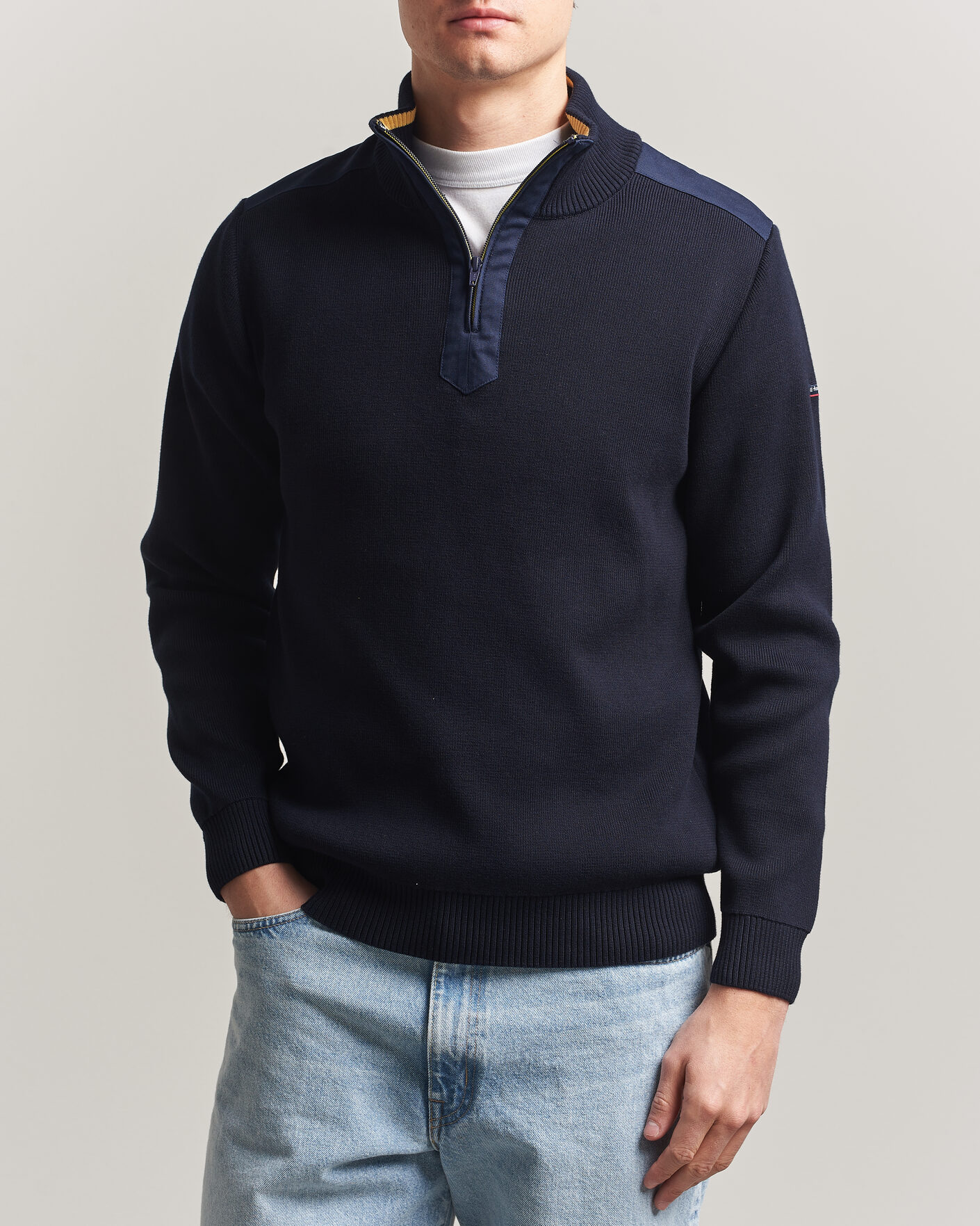 Men | Sweaters & Knitwear | Armor-lux | Workwear Half Zip Marine Deep
