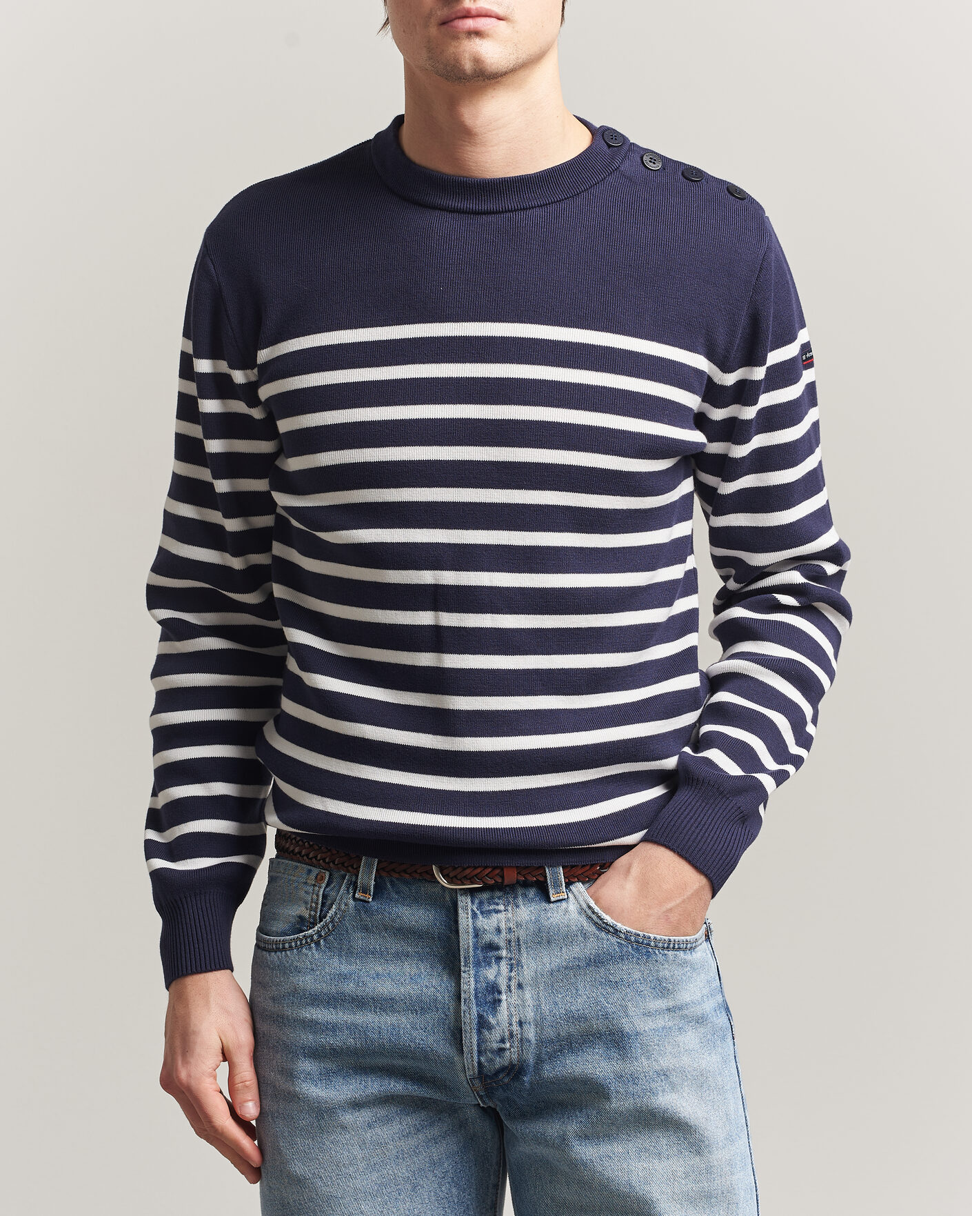 Armor-lux Groix Striped Sweater Navy/Nature at CareOfCarl.com