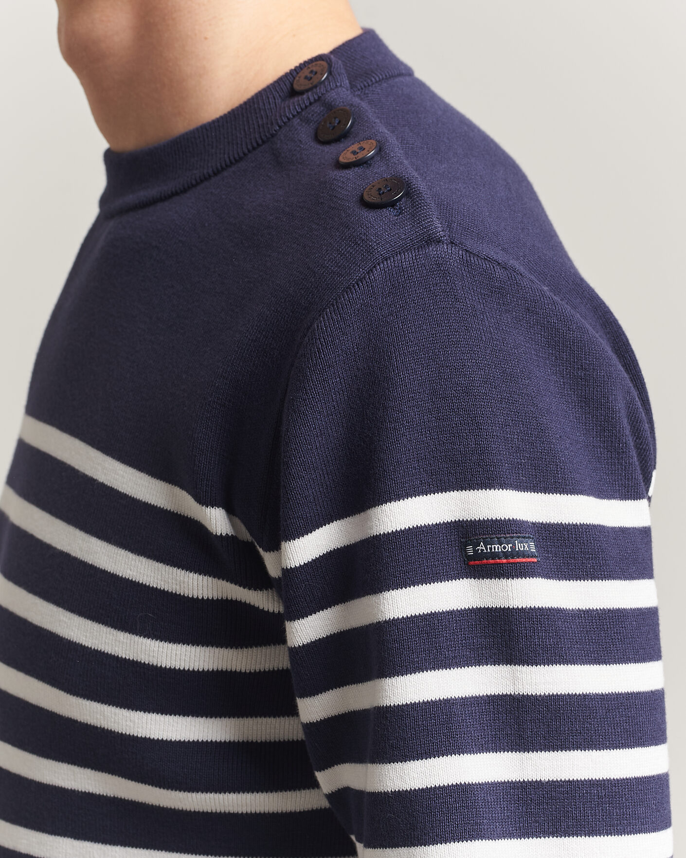 Men | Sweaters & Knitwear | Armor-lux | Groix Striped Sweater Navy/Nature