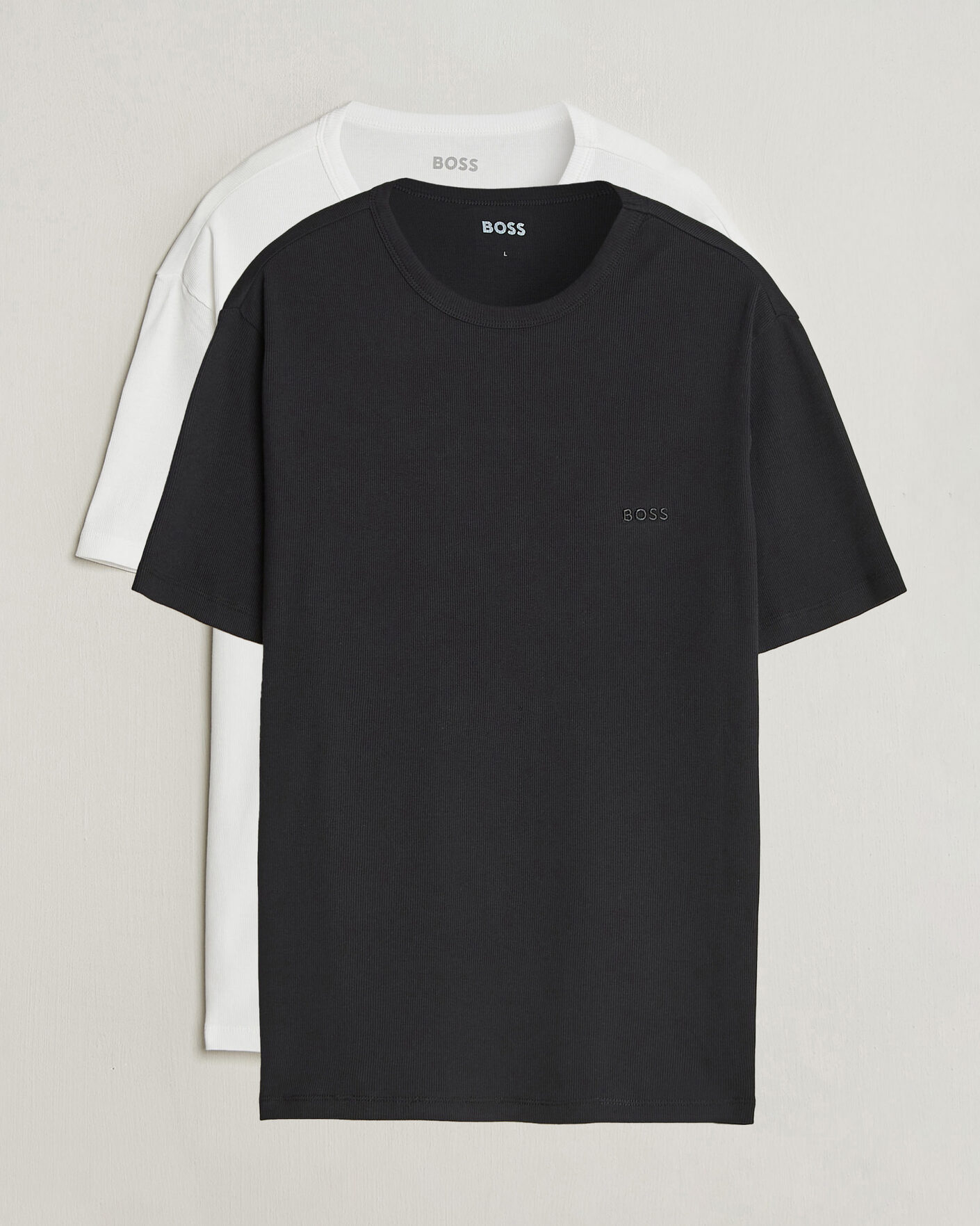Men | T-Shirts | BOSS BLACK | 2-Pack Ribbed T-Shirt White/Black