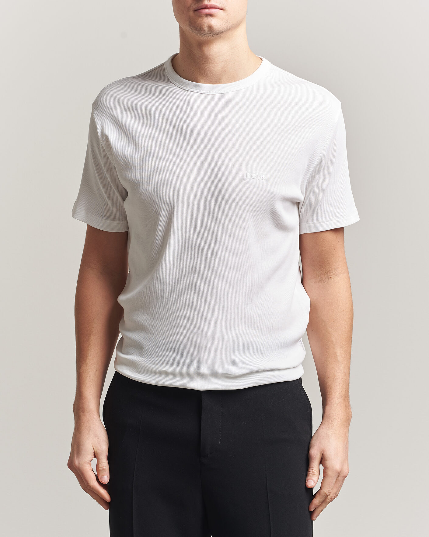 Men | T-Shirts | BOSS BLACK | 2-Pack Ribbed T-Shirt White/Black