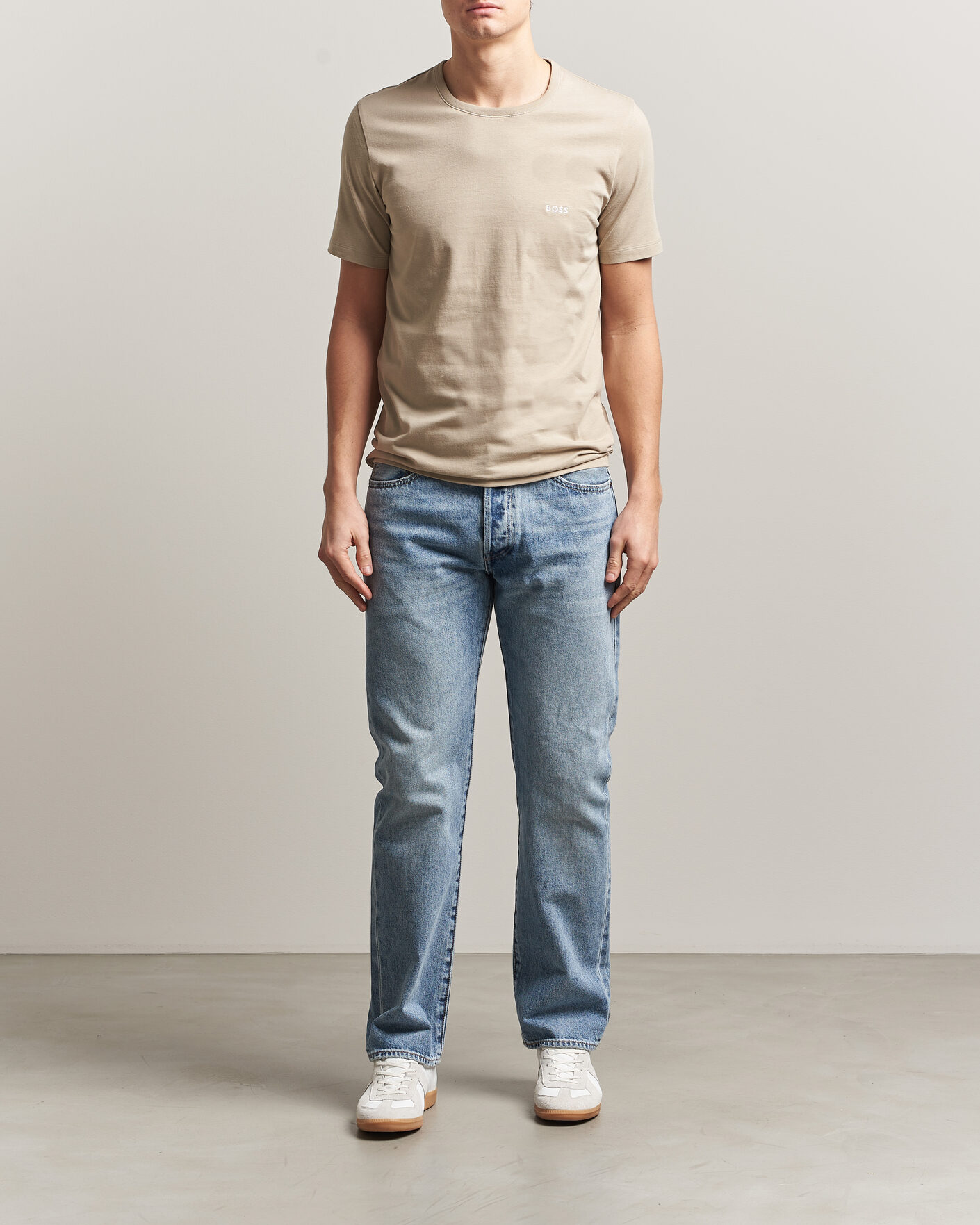 Men | T-Shirts | BOSS BLACK | 3-Pack Crew Neck T-Shirt White/Blue/Beige