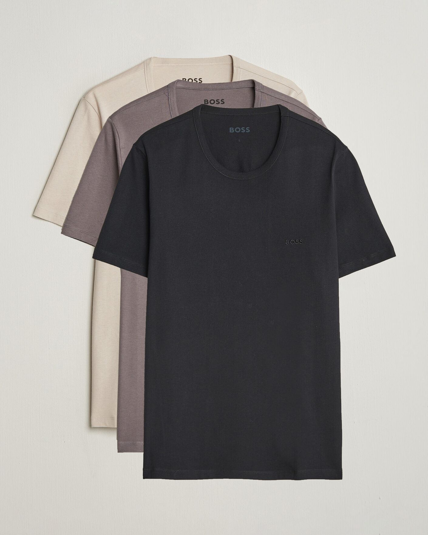 Men | T-Shirts | BOSS BLACK | 3-Pack Crew Neck T-Shirt Grey/Beige/Black