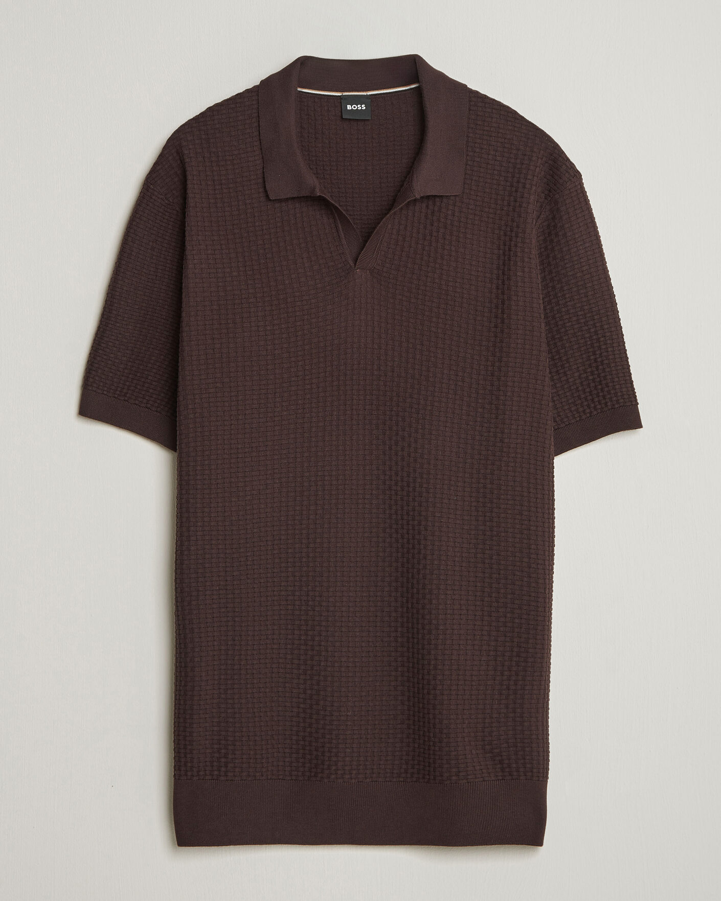 Men | Polo Shirts | BOSS BLACK | Natalo Structured Knitted Polo Dark Brown