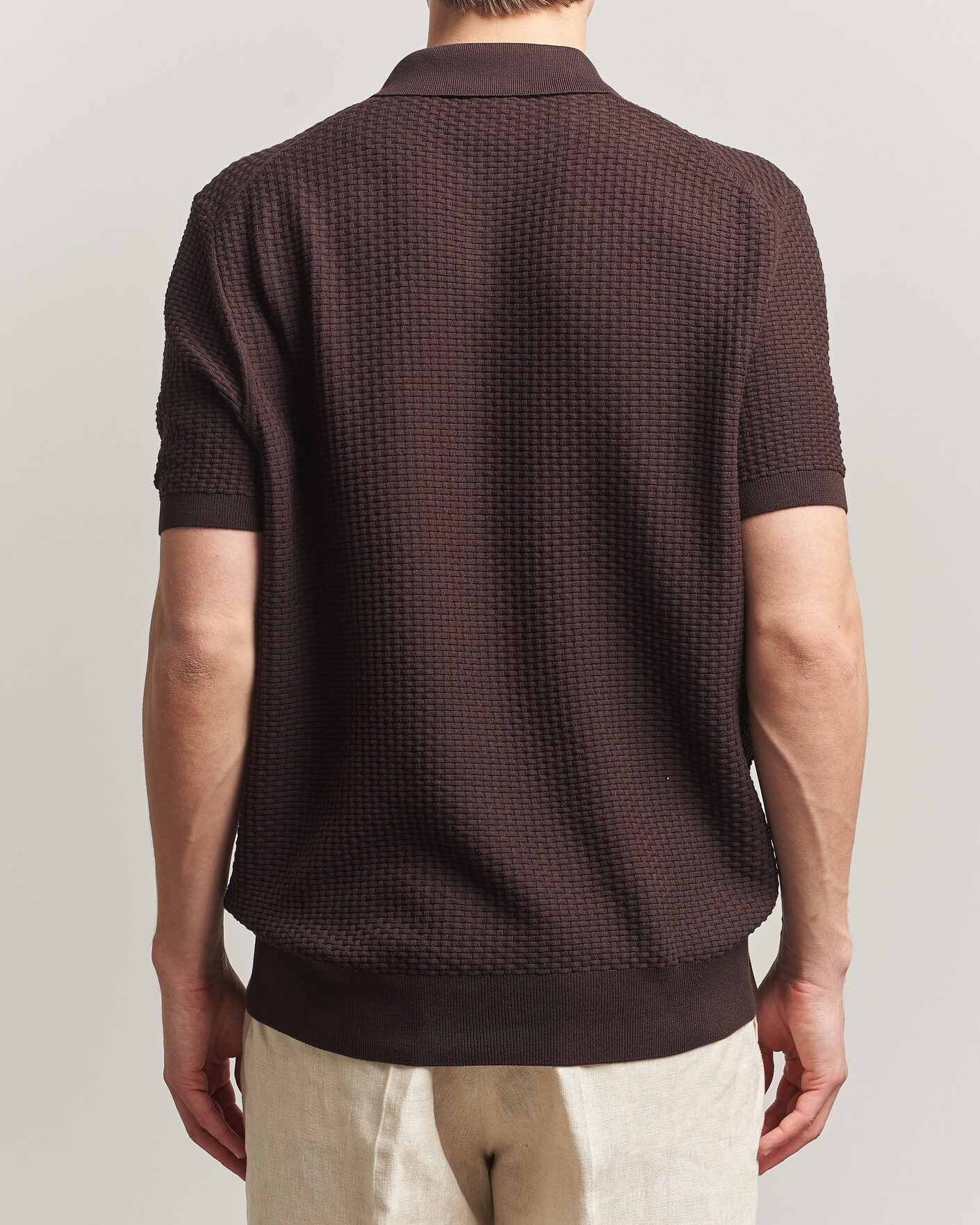 Men | Polo Shirts | BOSS BLACK | Natalo Structured Knitted Polo Dark Brown