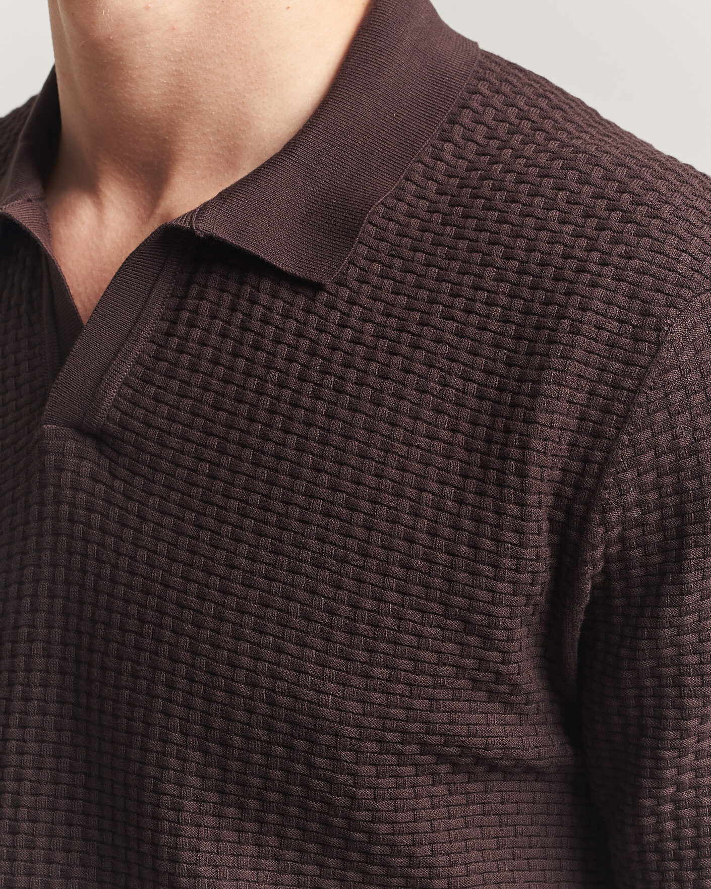 Men | Polo Shirts | BOSS BLACK | Natalo Structured Knitted Polo Dark Brown