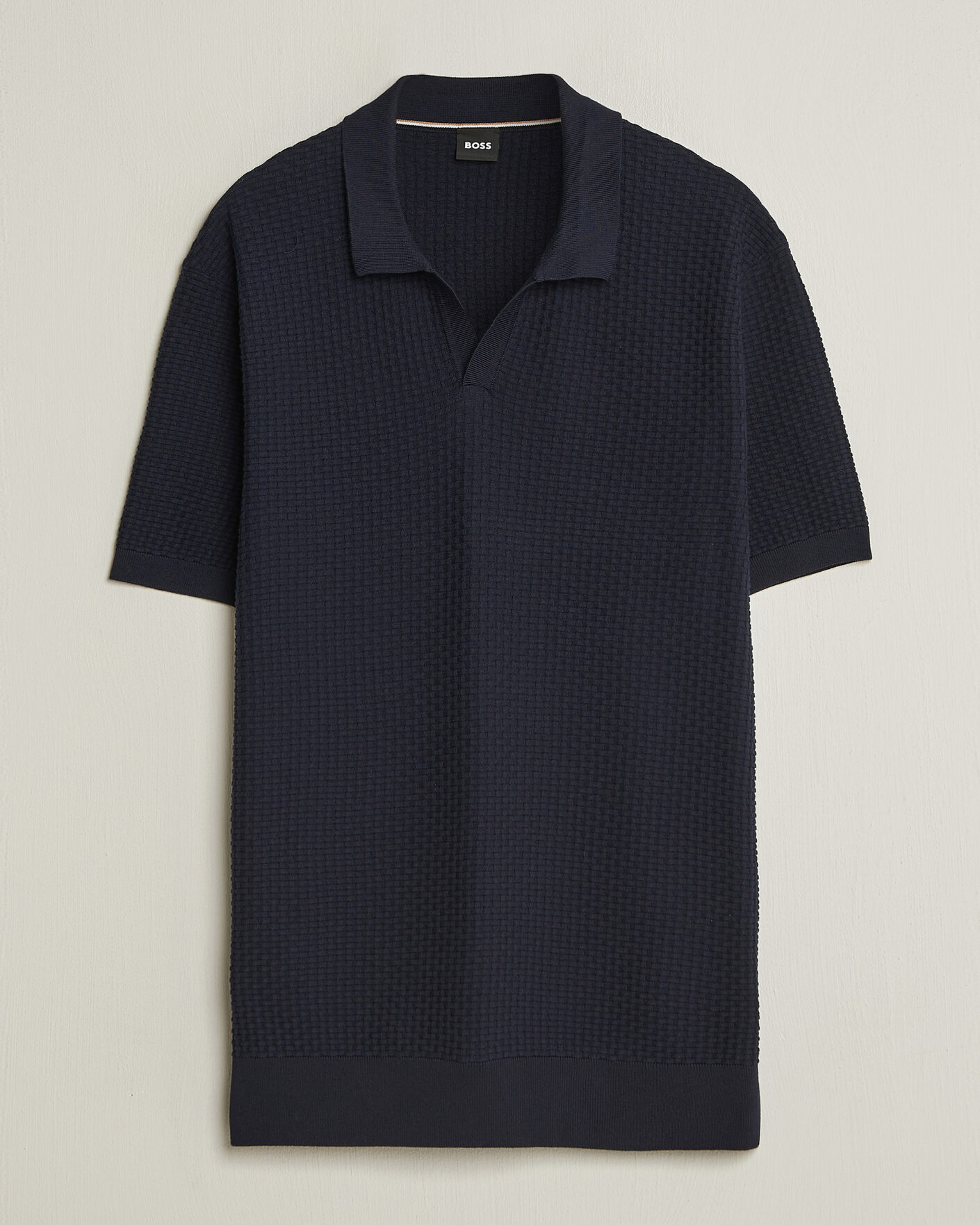 Men | Polo Shirts | BOSS BLACK | Natalo Structured Knitted Polo Dark Blue