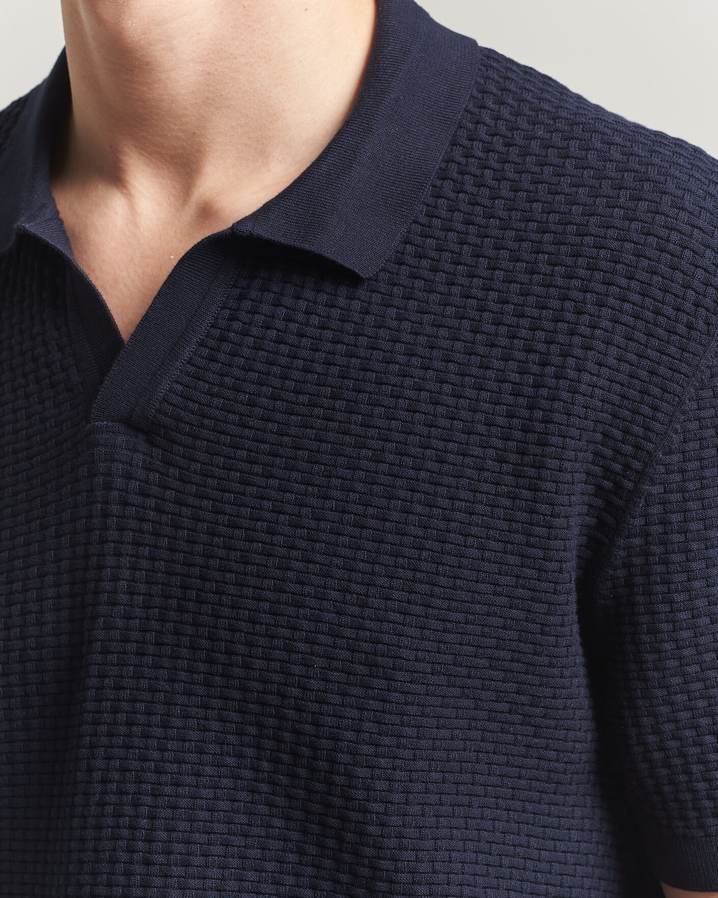 Men | Polo Shirts | BOSS BLACK | Natalo Structured Knitted Polo Dark Blue