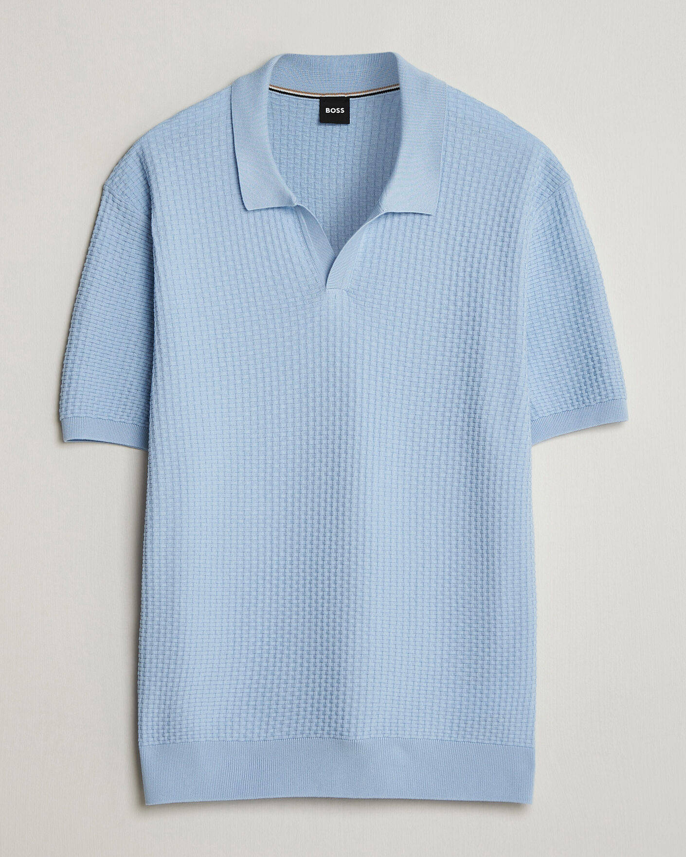 Men | Polo Shirts | BOSS BLACK | Natalo Structured Knitted Polo Light Blue
