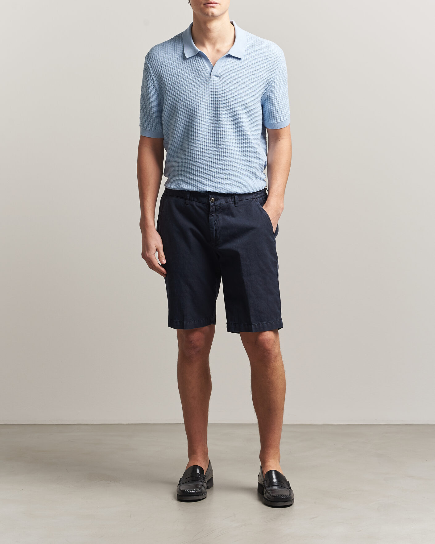 Men | Polo Shirts | BOSS BLACK | Natalo Structured Knitted Polo Light Blue