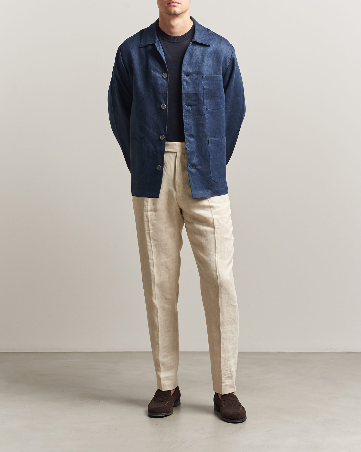 Men | Shirts | BOSS BLACK | Cai Linen Overshirt Dark Blue