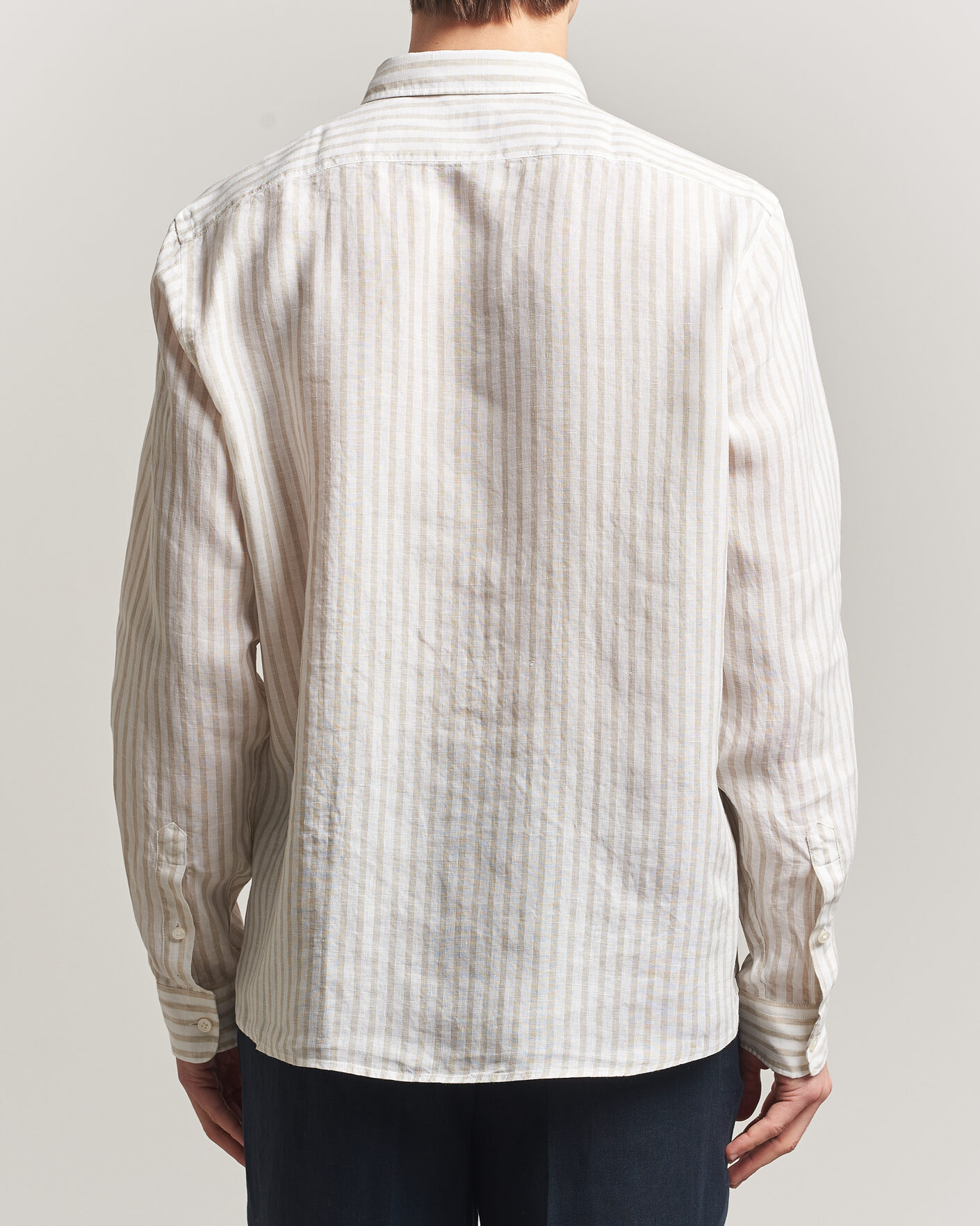 Men | Shirts | BOSS BLACK | Liam Striped Linen Shirt Open Beige