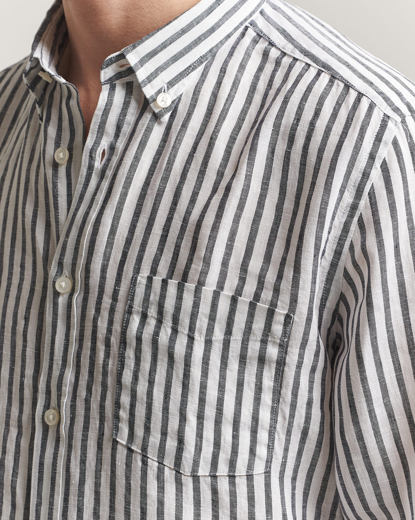 Men | Shirts | BOSS BLACK | Liam Striped Linen Shirt Dark Blue