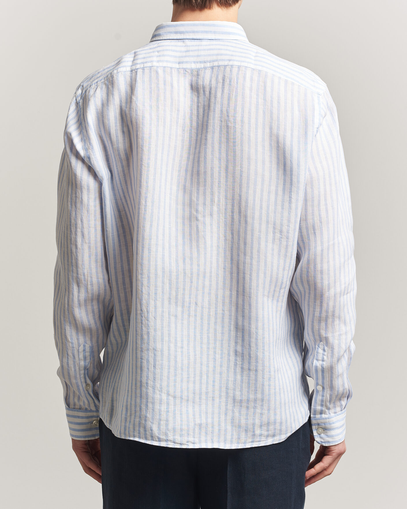 Men | Shirts | BOSS BLACK | Liam Striped Linen Shirt Light Blue