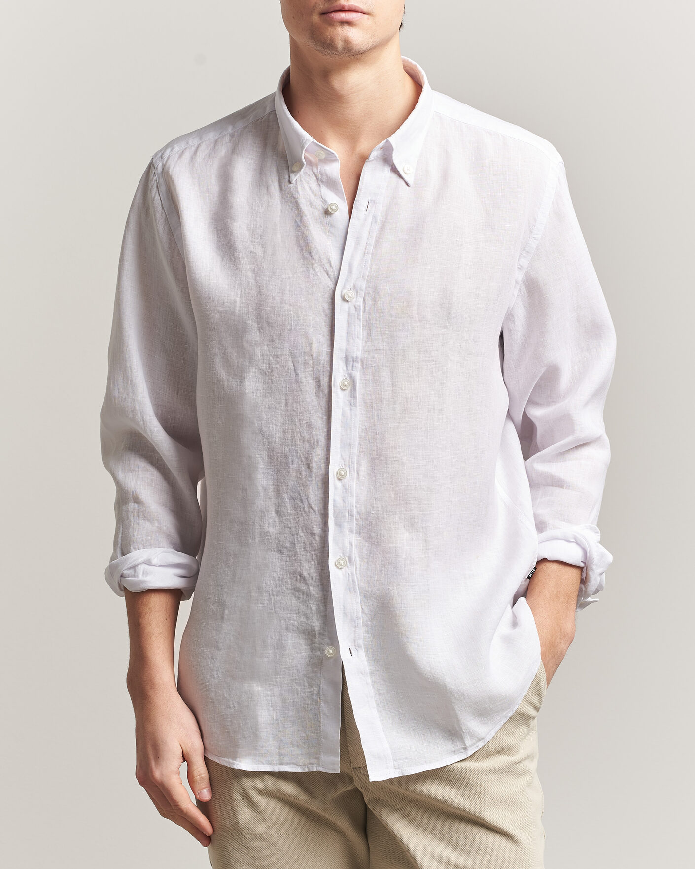Men | Shirts | BOSS BLACK | Liam Linen Shirt White