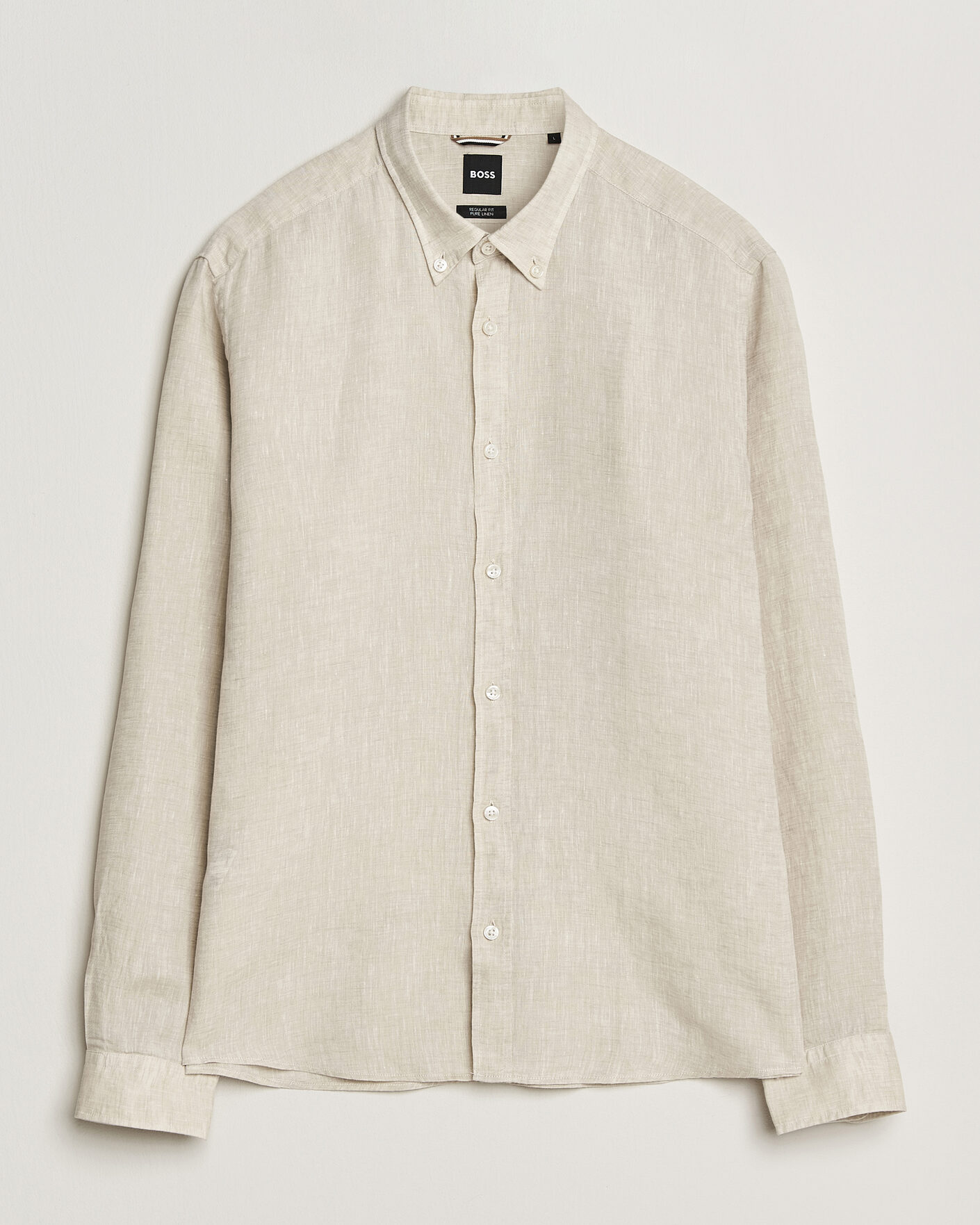Men | Shirts | BOSS BLACK | Liam Linen Shirt Open Beige