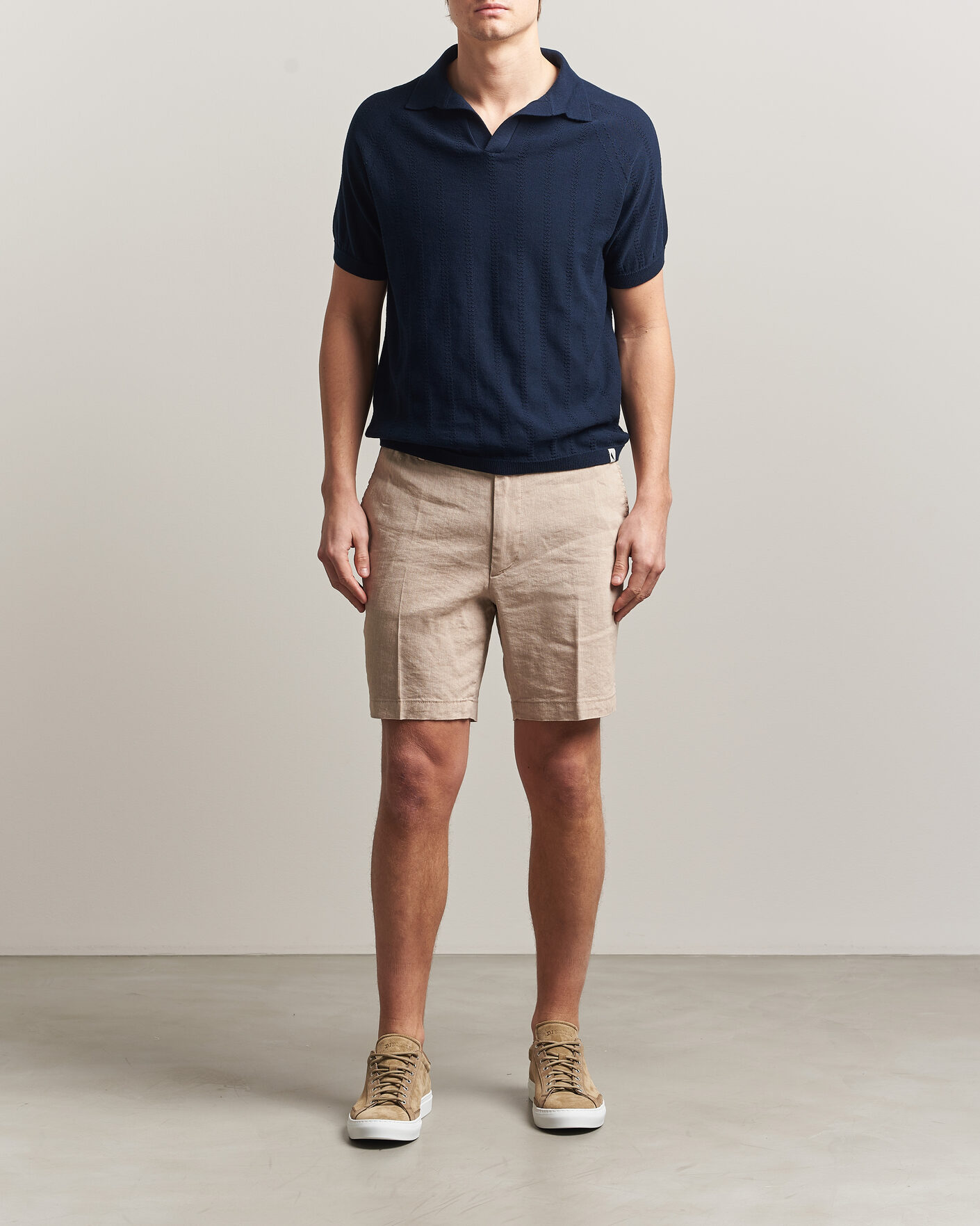 Men | Shorts | BOSS BLACK | Kane Linen Drawstring Shorts Open Beige