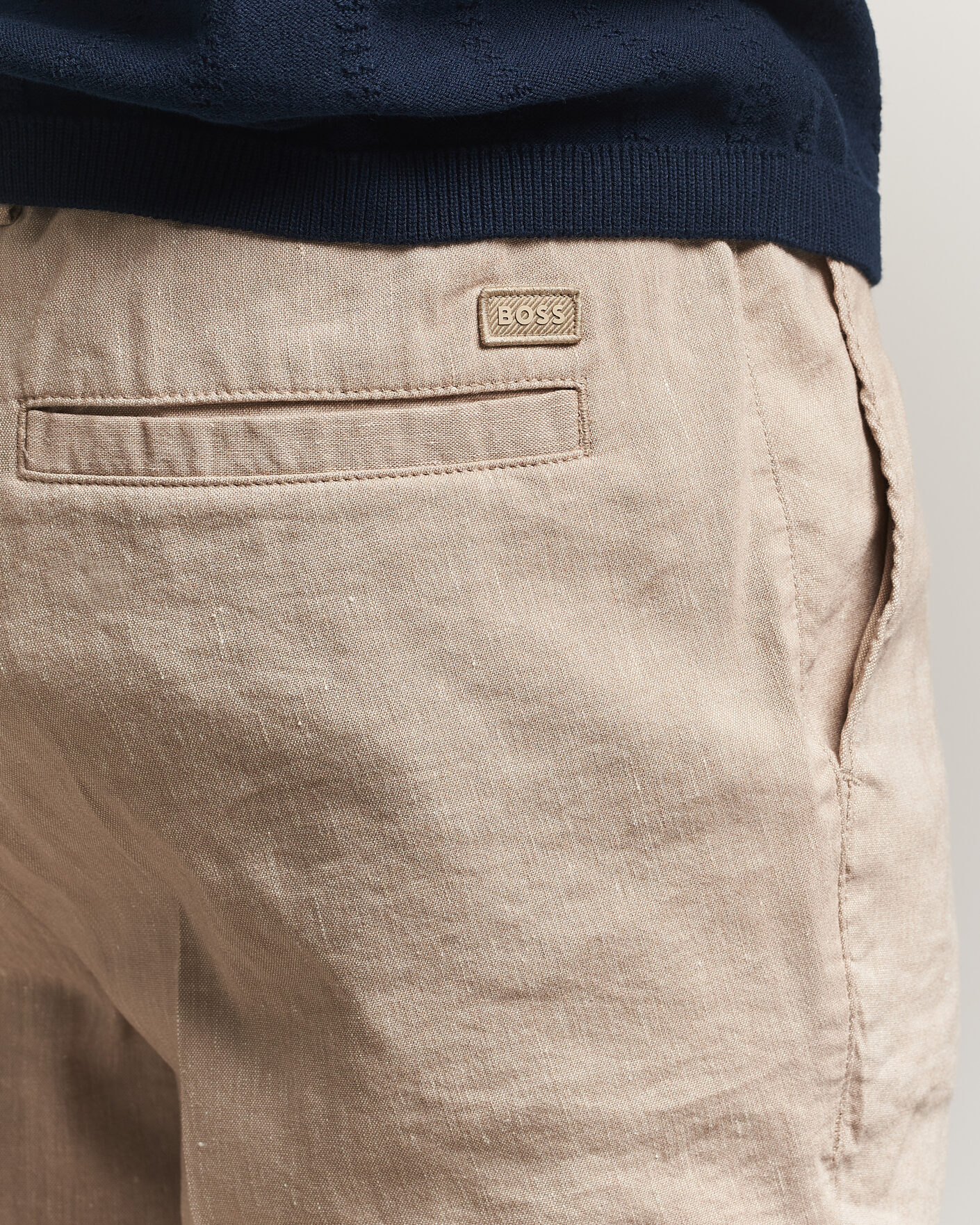 Men | Shorts | BOSS BLACK | Kane Linen Drawstring Shorts Open Beige