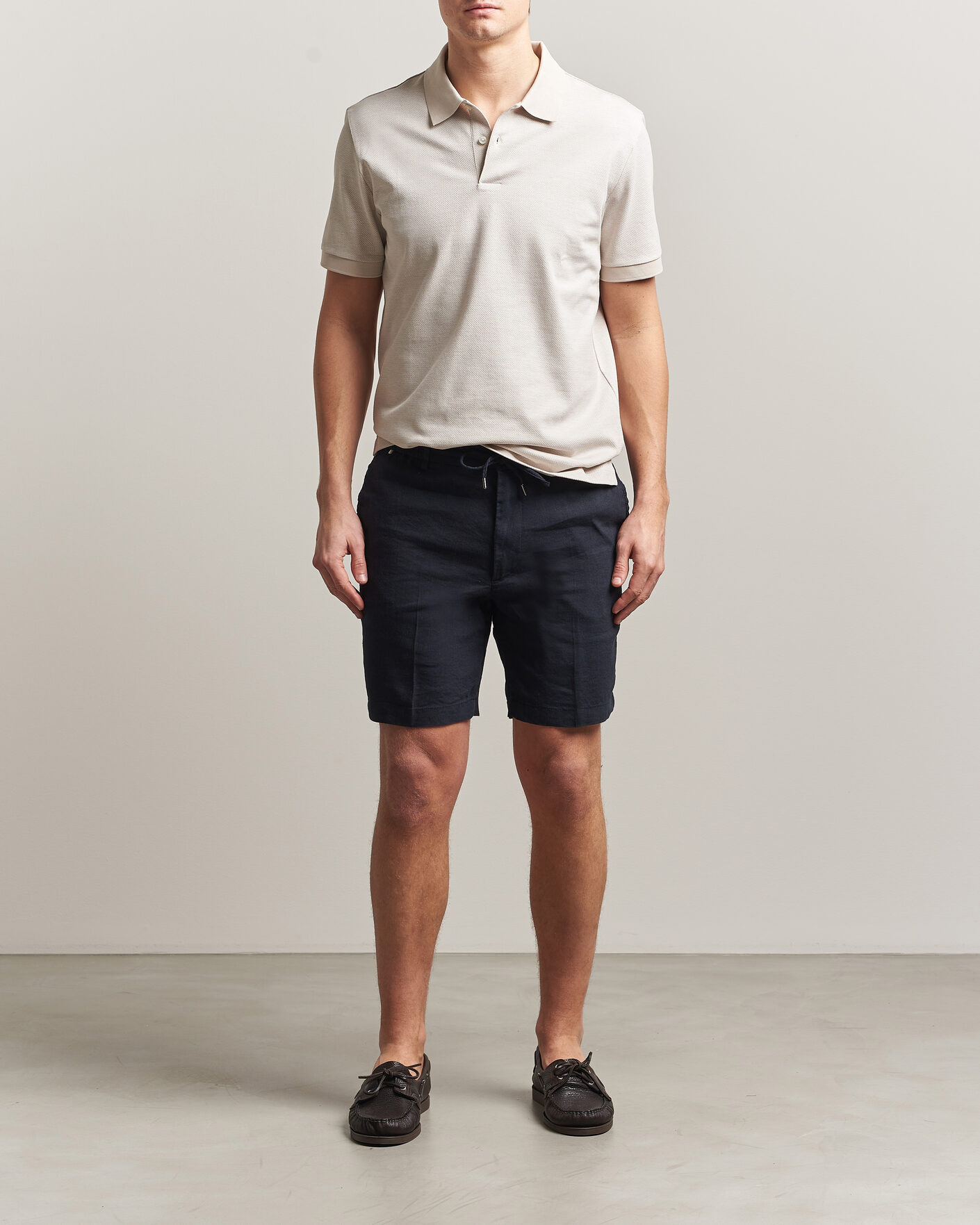 Men | Shorts | BOSS BLACK | Kane Linen Drawstring Shorts Dark Blue