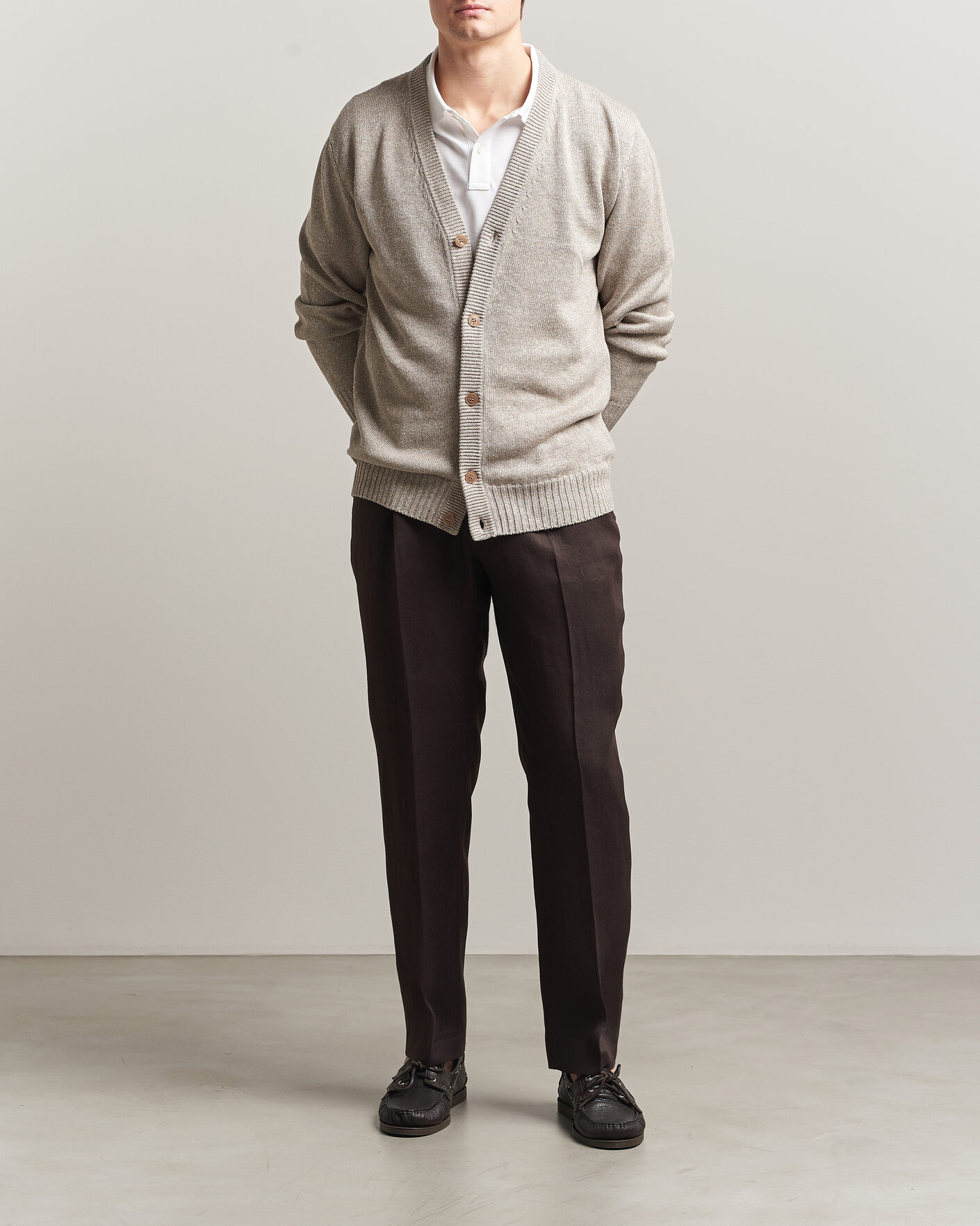 Men | Trousers | BOSS BLACK | Perino Linen Suit Trousers Dark Brown