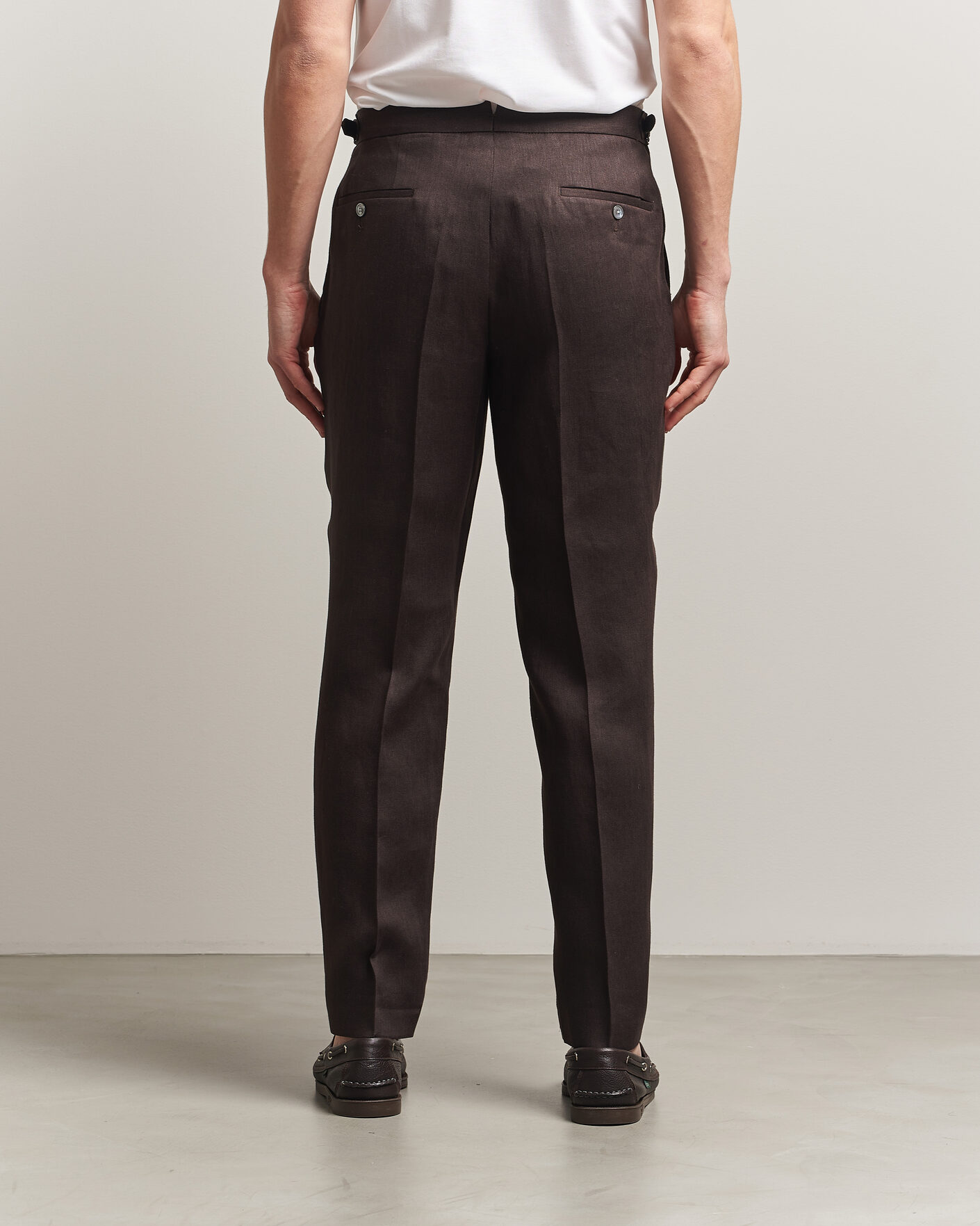 Men | Trousers | BOSS BLACK | Perino Linen Suit Trousers Dark Brown