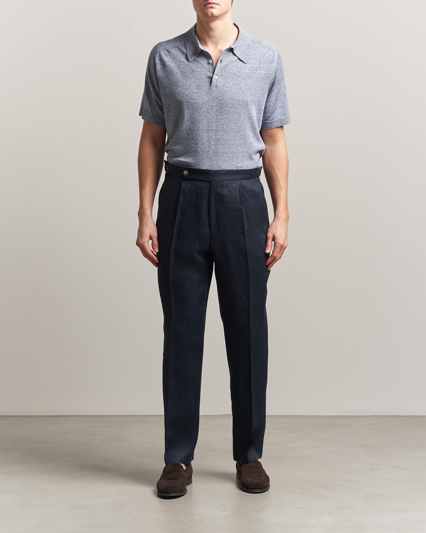 Men | Trousers | BOSS BLACK | Perino Linen Suit Trousers Dark Blue