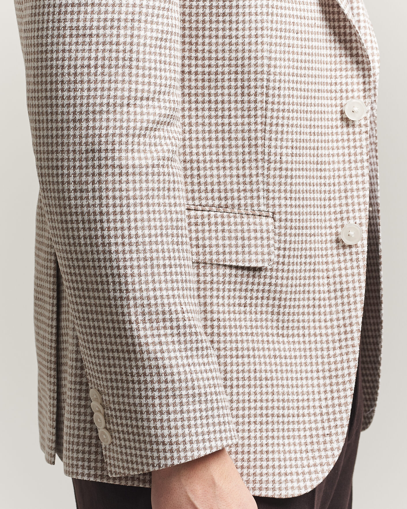 Men | Blazers | BOSS BLACK | Hutson Linen/Cotton Houndstooth Blazer Open Beige