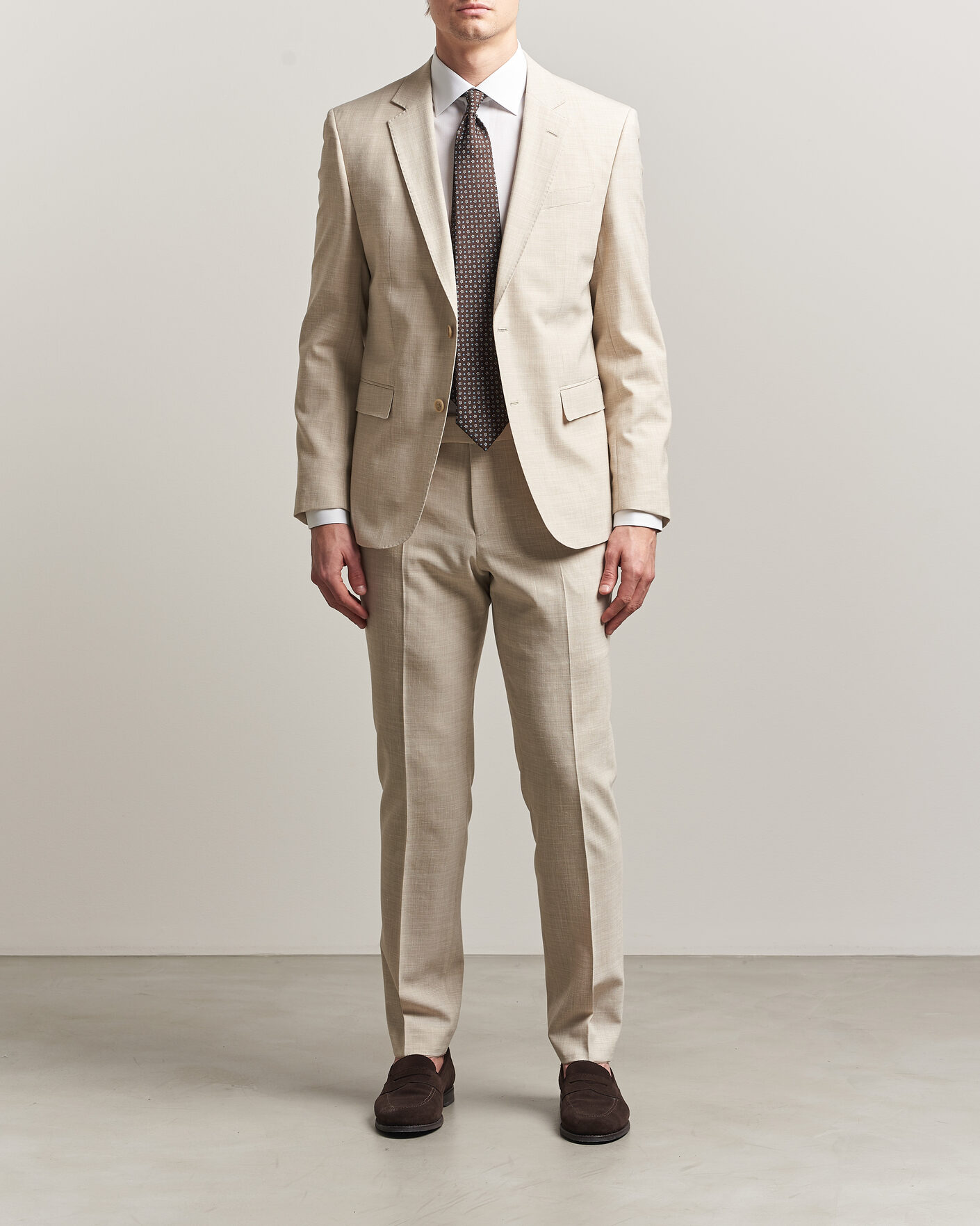 Men | Suits | BOSS BLACK | Huge Wool/Linen Suit Open Beige