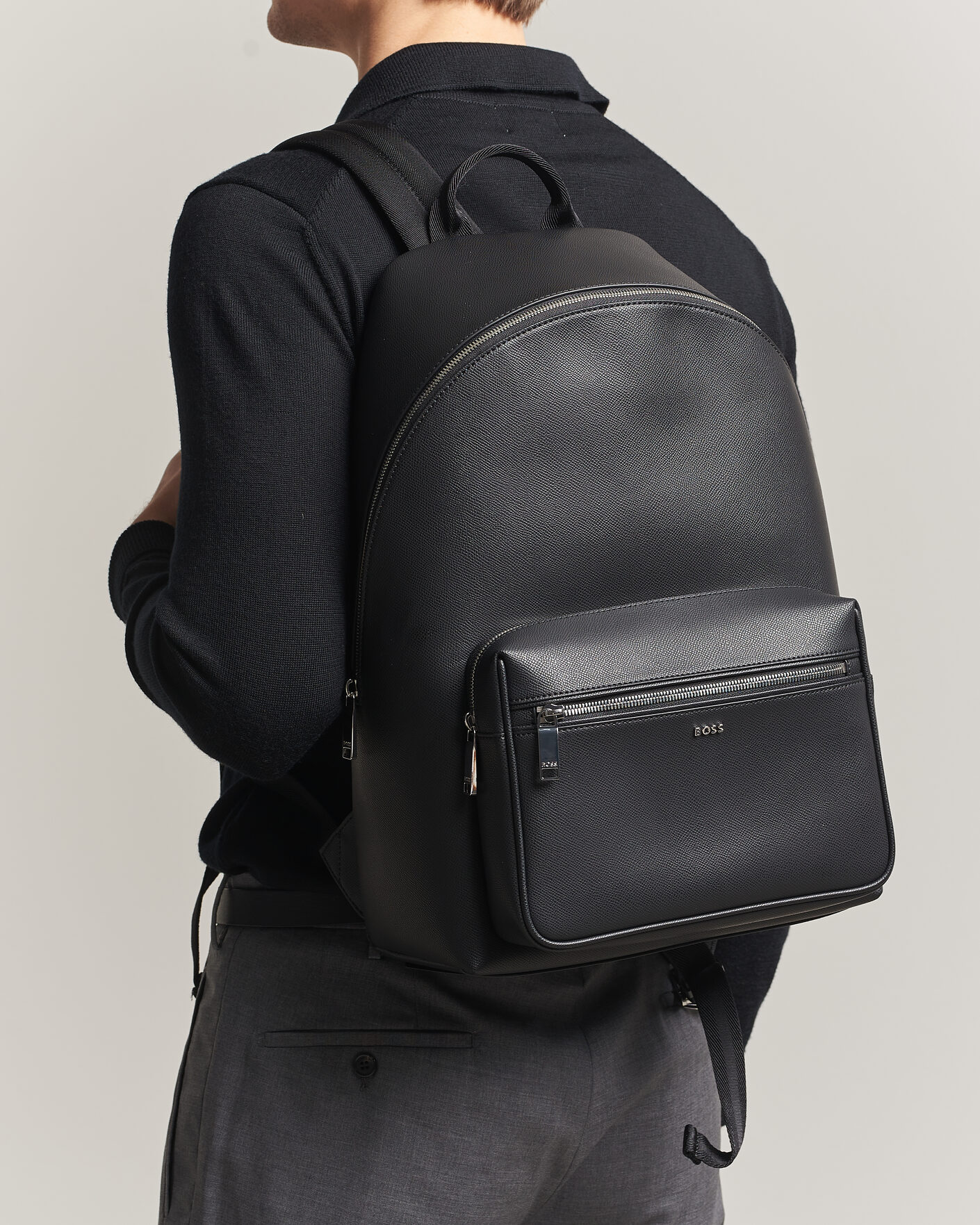 Men | Bags | BOSS BLACK | Daxter Leather Backpack Black