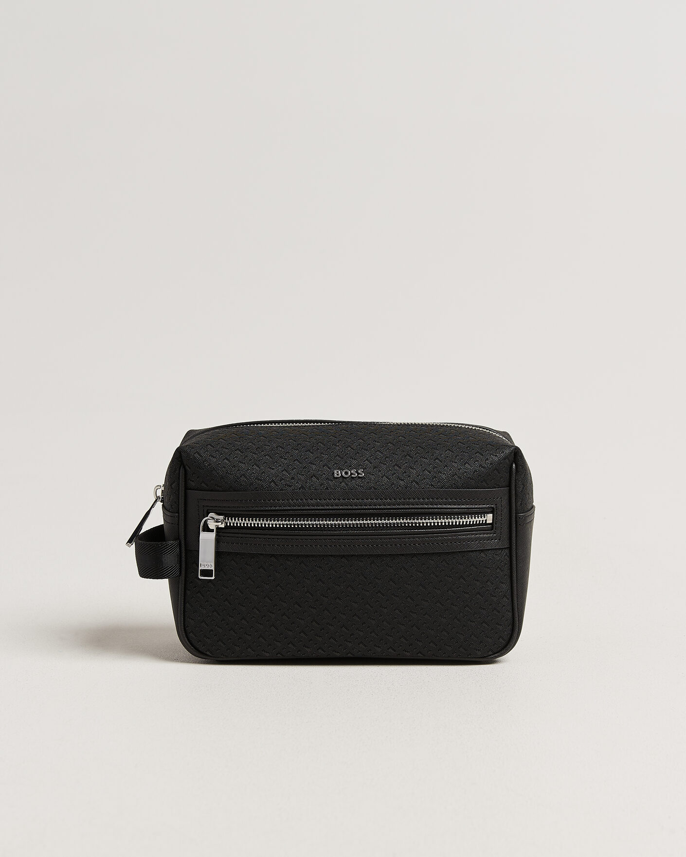 Men | Bags | BOSS BLACK | Daxter Monogram Leather Washbag Black
