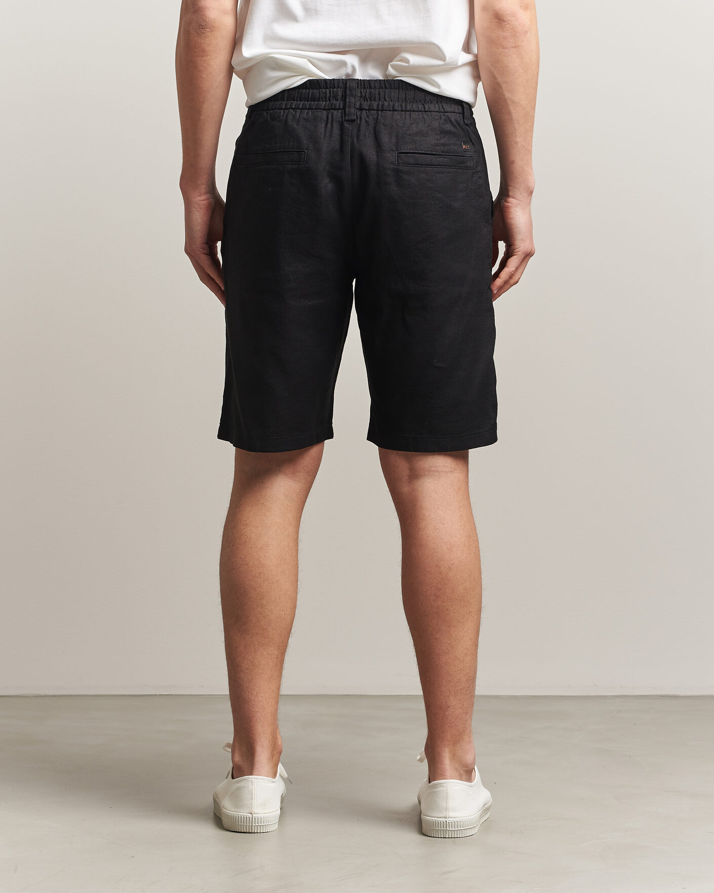 Men | Shorts | BOSS ORANGE | Tapered Linen Drawstring Shorts Black