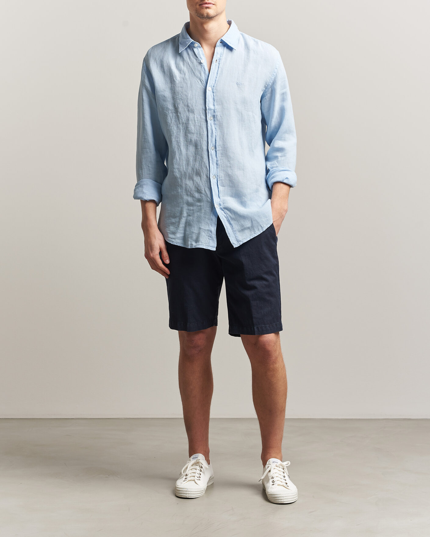 Men | Shirts | BOSS ORANGE | Relegant Linen Shirt Light Blue