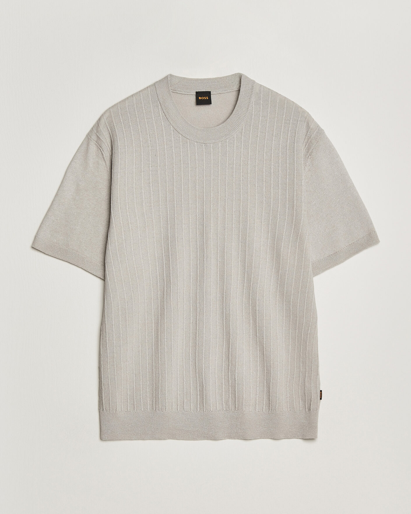 Men | T-Shirts | BOSS ORANGE | Kajordino Linen/Cotton Knitted T-Shirt Beige