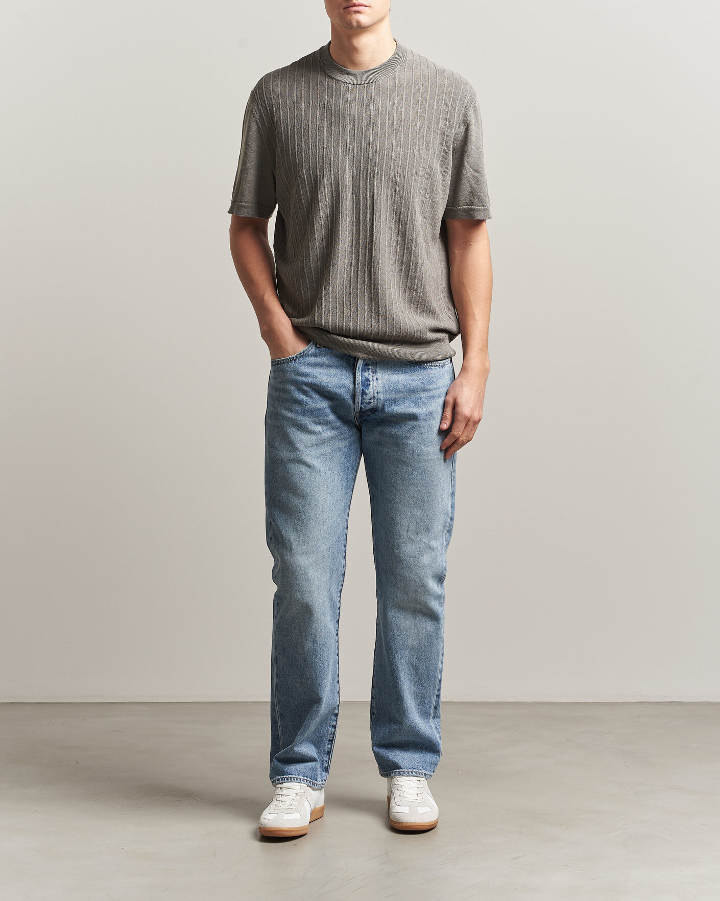 Men | T-Shirts | BOSS ORANGE | Kajordino Linen/Cotton Knitted T-Shirt Green