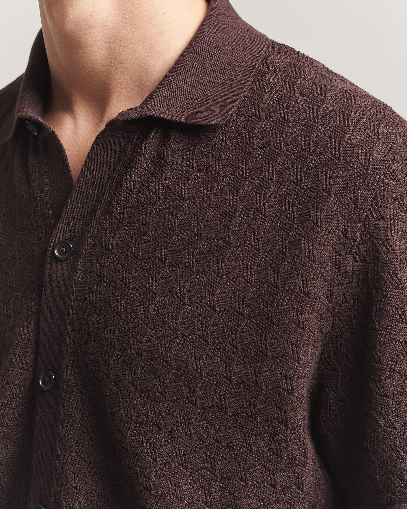 Men | Shirts | BOSS BLACK | Nappo Knitted Short Sleeve Shirt Dark Brown